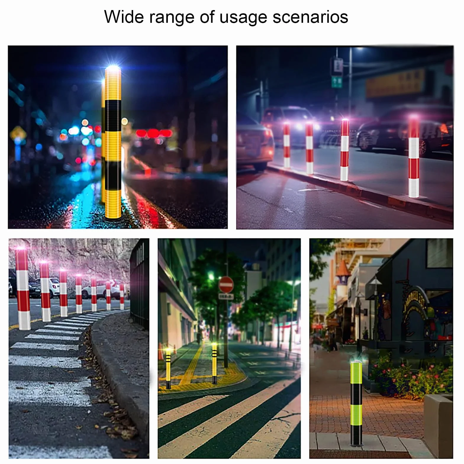 Generico Paletto di Sicurezza Solare Intelligente con luci a LED, Design Riflettente, palo in Tubo d'Acciaio, barriera di parcheggio per Il Controllo del Traffico, Confezione da 2 Verde, 100 cm/39,4
