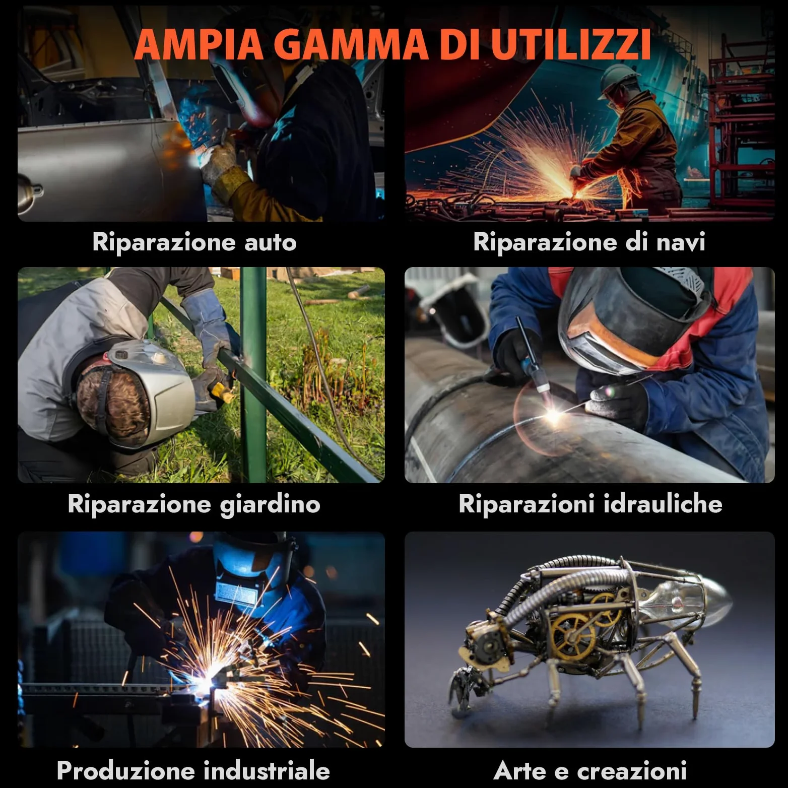 HITBOX Saldatrice a Filo 200A 4-in-1 Portatile - 230V MIG Senza Gas, ARC, LIFT TIG, Spool Gun, LED Display Digitale, Ideale per Principianti e Hobby(HIM200)
