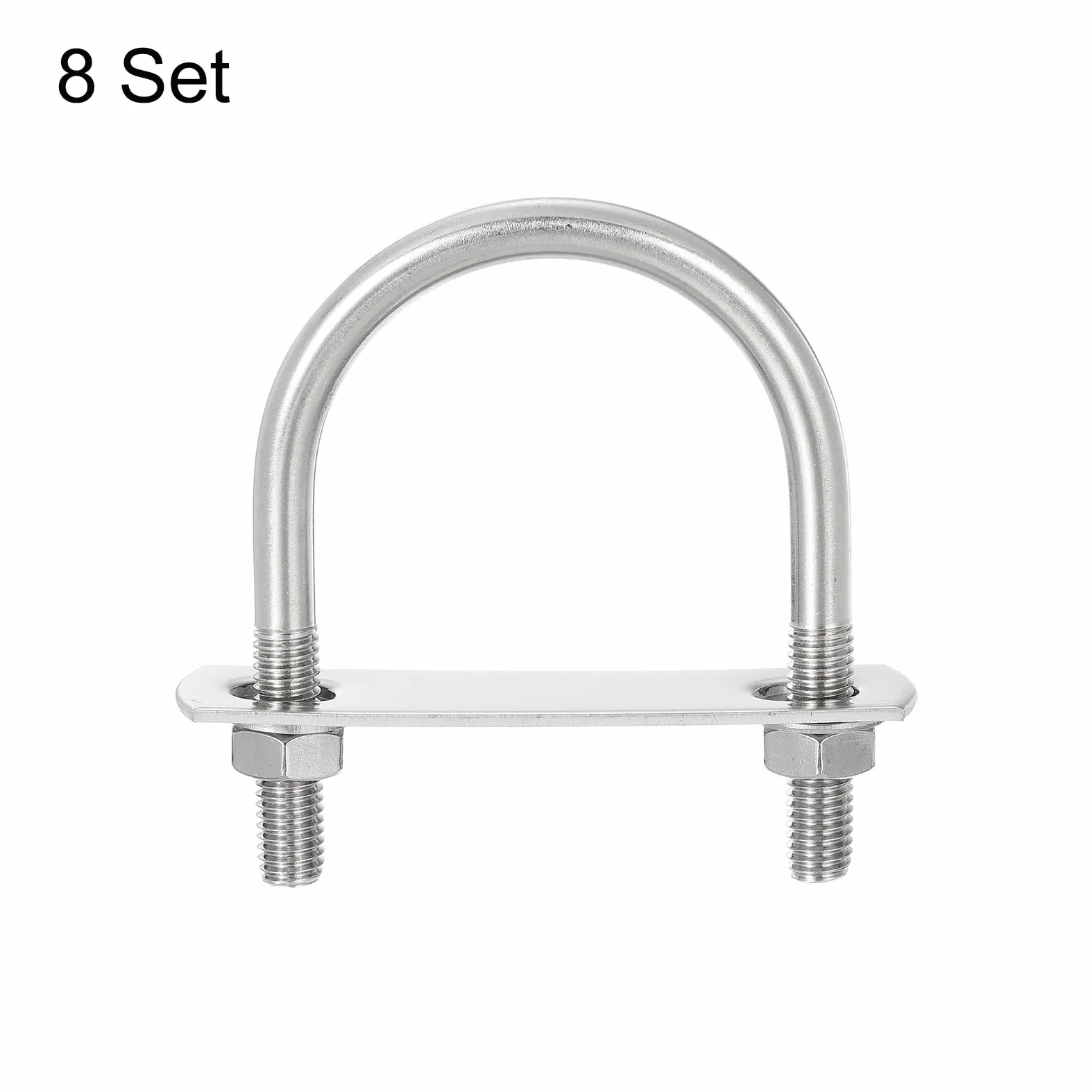 QUARKZMAN Set di Bulloni a U, 8 Set 48mm(1.89") Larghezza Interna 75mm Lunghezza M8 Bullone a U in Acciaio Inossidabile 304 Bulloni a U con Dadi e Piastre, per Rimorchi per Barche
