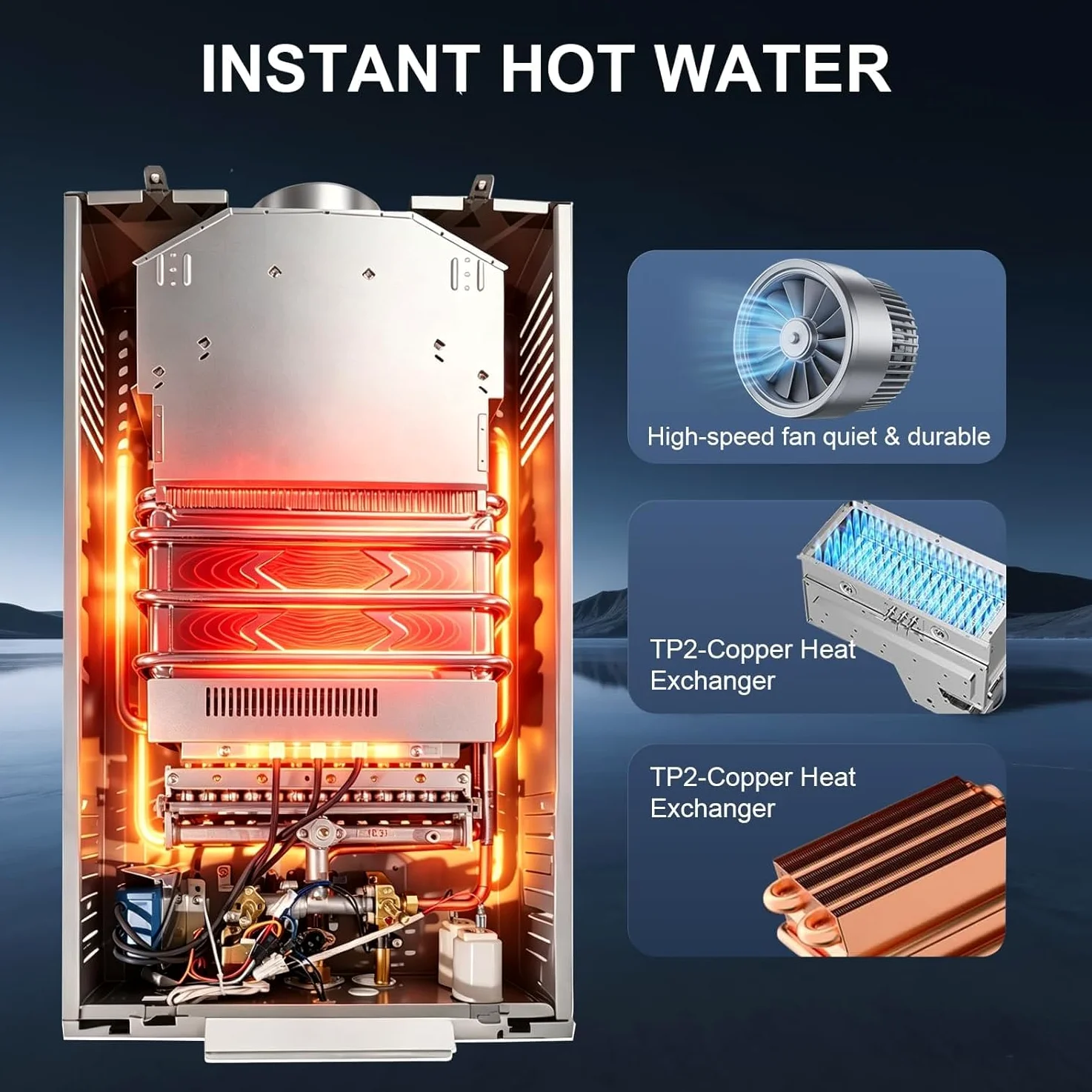 12L GPL Scaldacqua a Gas Liquefatto,Uscita Dell'acqua Calda 12 L/min,24KW Shower Water Heater Gas Bagno Riscaldatore di Acqua Calda di Induzione Riscaldatore Della Parete (12, Litri)