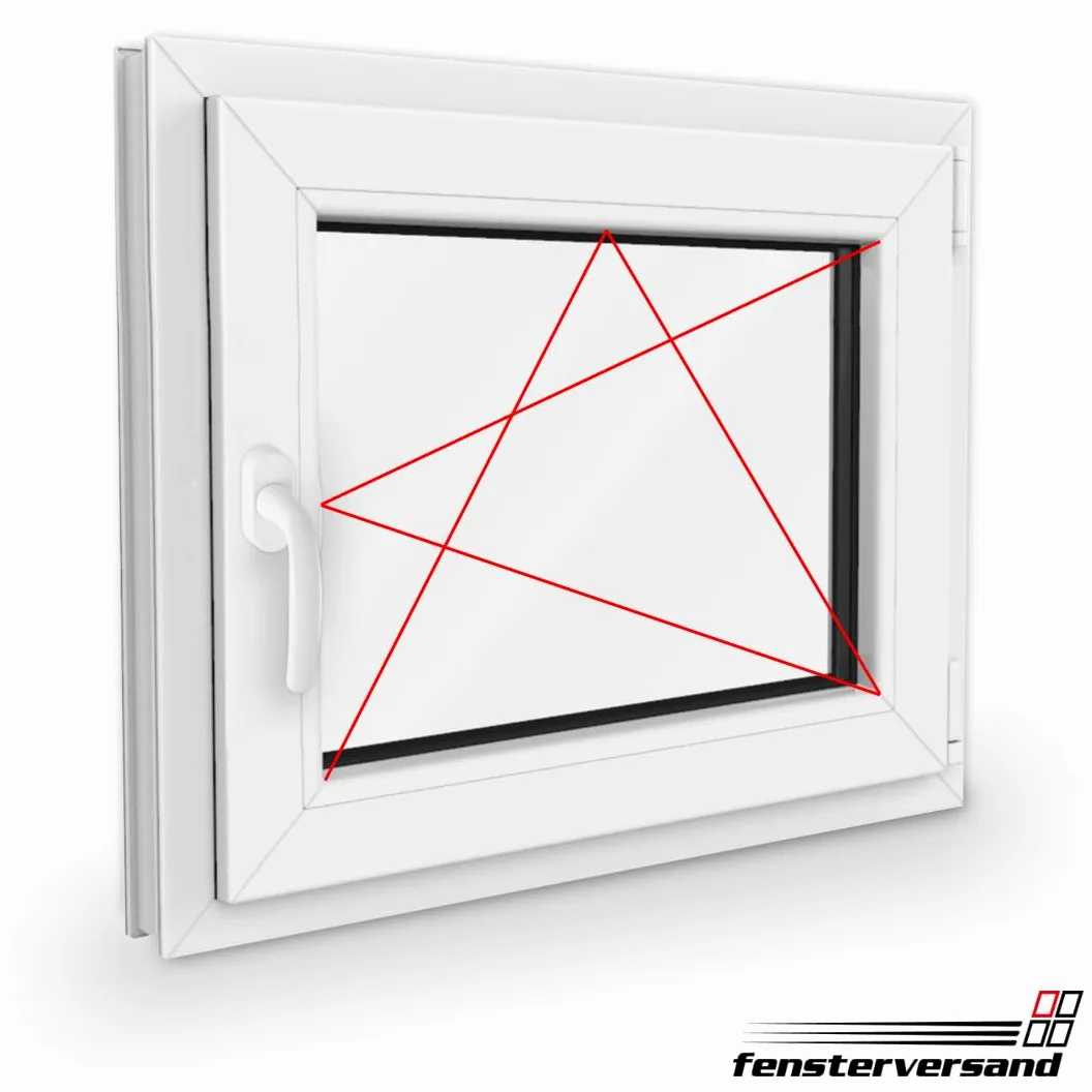 FENSTERVERSAND - Finestra in plastica 100 x 60 cm, colore bianco – 2 vetri trasparenti – Finestra girevole e inclinata, finestra in plastica – DIN destra – L x A: 1000 x 600 mm, profilo 70 mm