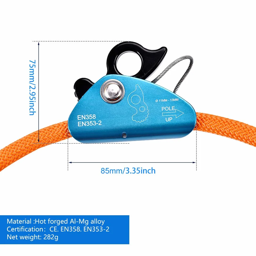 Outdoor Safety Rope,Kit di Corde in Acciaio,Corda di Sicurezza per Esterni da 12 mm x 3 m, Linea di inversione per Arrampicata sugli Alberi con moschettone a Triplo bloccaggiobassa Elasticità