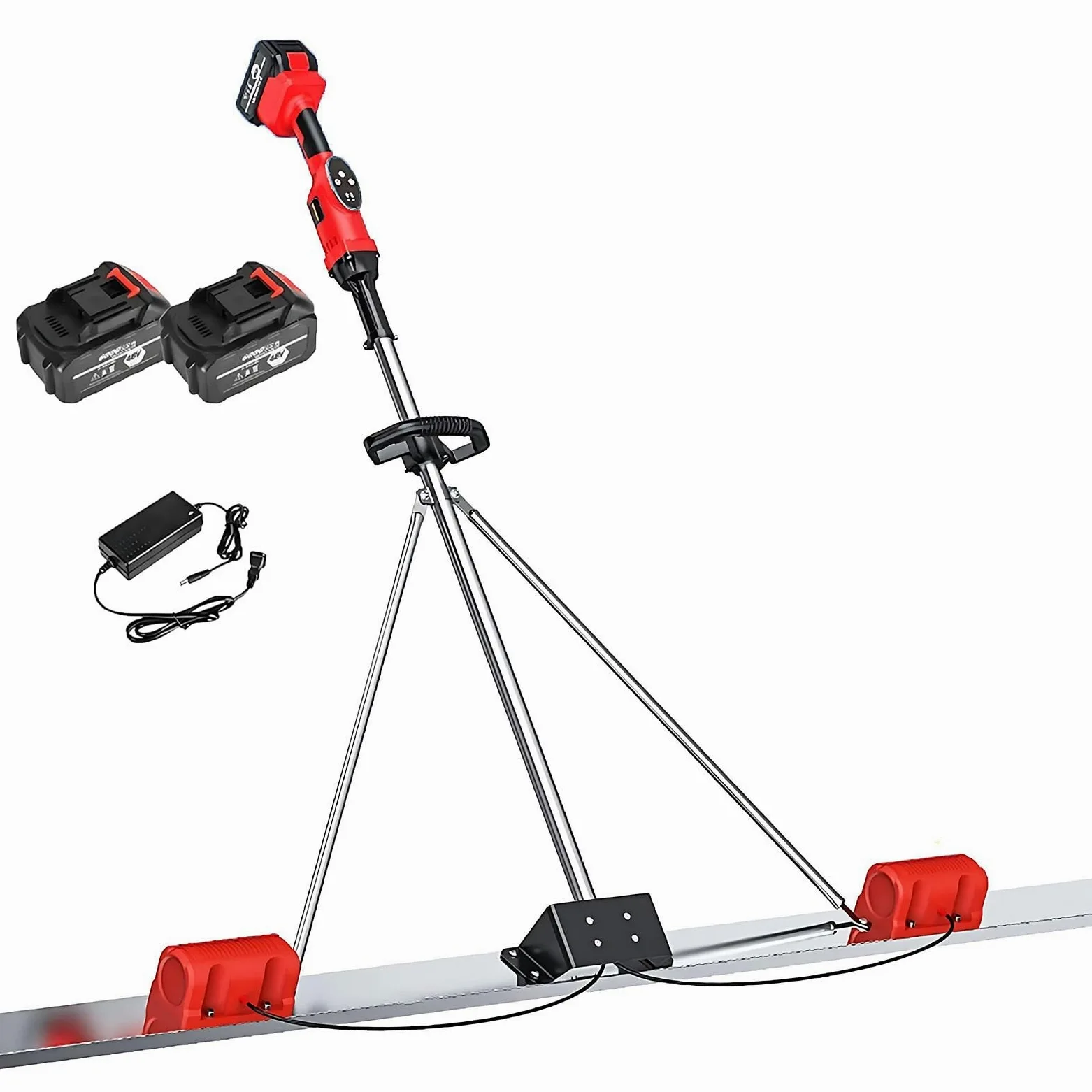 Staggia Vibrante per Calcestruzzo Fresco a Batteria, Strumento Elettrico 1.5m 1.8m 2m con Display LED, Motore Brushless Regolabile per Marciapiedi e Lavori Edili(2M)