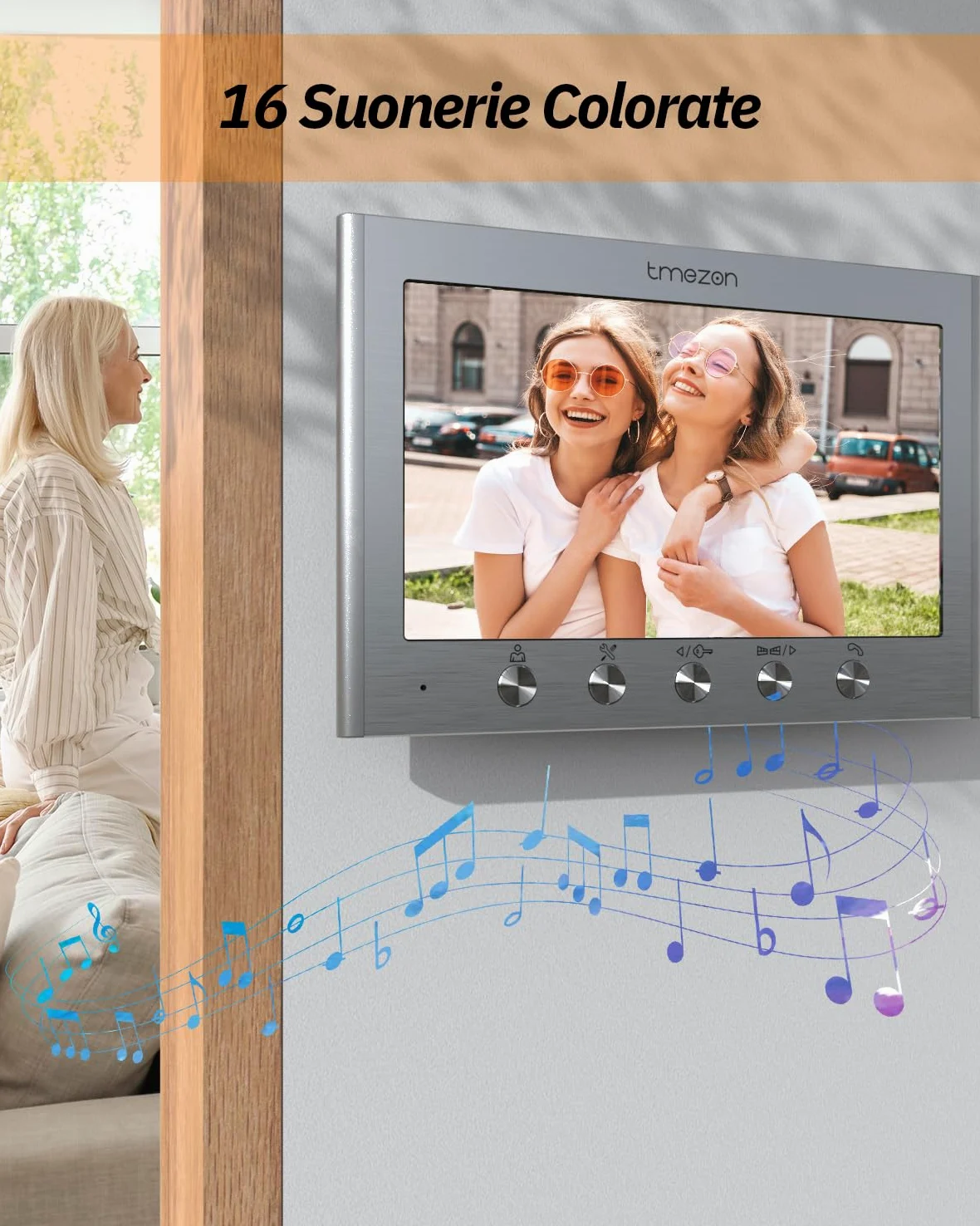 TMEZON Videocitofono 2 Fili Trifamiliare Citofoni con 3 Monitor TFT a Colori 7 pollici e Campanello esterno con telecamera Visione Notturna,Audio Bidirezionale,T30 per 3 Famiglie/Appartamenti