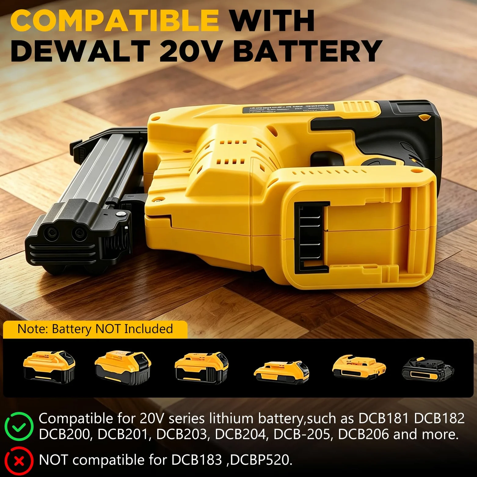 18GA, chiodatrice elettrica senza spazzole con 1000 chiodi e 1000 graffette, compatibile con batteria De-Walt da 20 V, per fai da te, mobili e riparazioni (senza batteria)