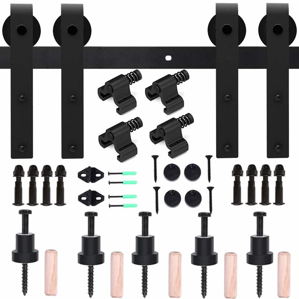 CCJH 2.46M/8FT Hardware Kit di guida per porta scorrevole, binario porta scorrevole a doppia porta per una porta sospesa in legno
