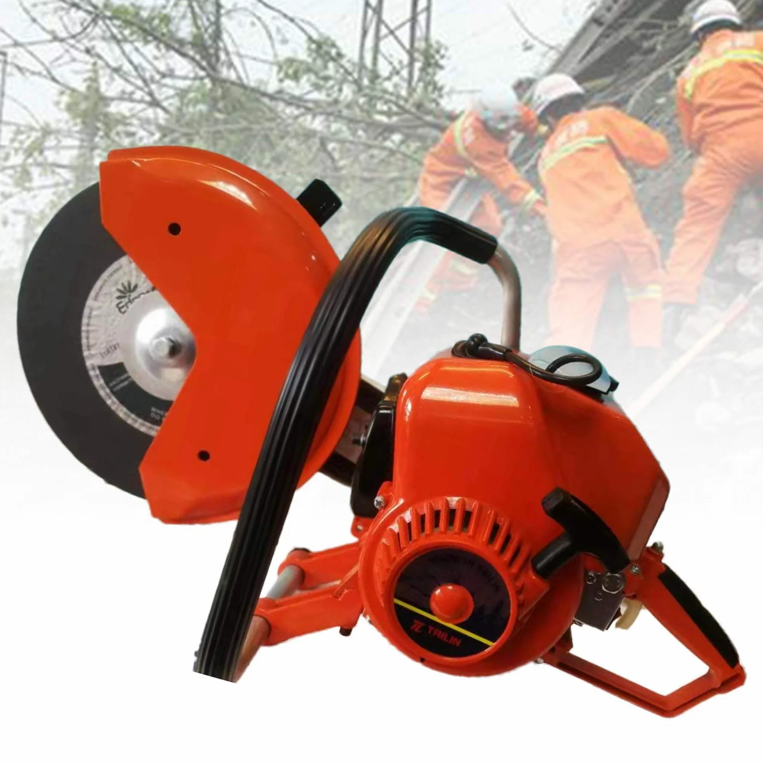 Sega per calcestruzzo a benzina, a 2 tempi, 6,8HP, 1400 W, 5000 giri/min, con lama da 350 mm e profondità di taglio 10 mm, taglio multiangolo per calcestruzzo, granito, cantiere