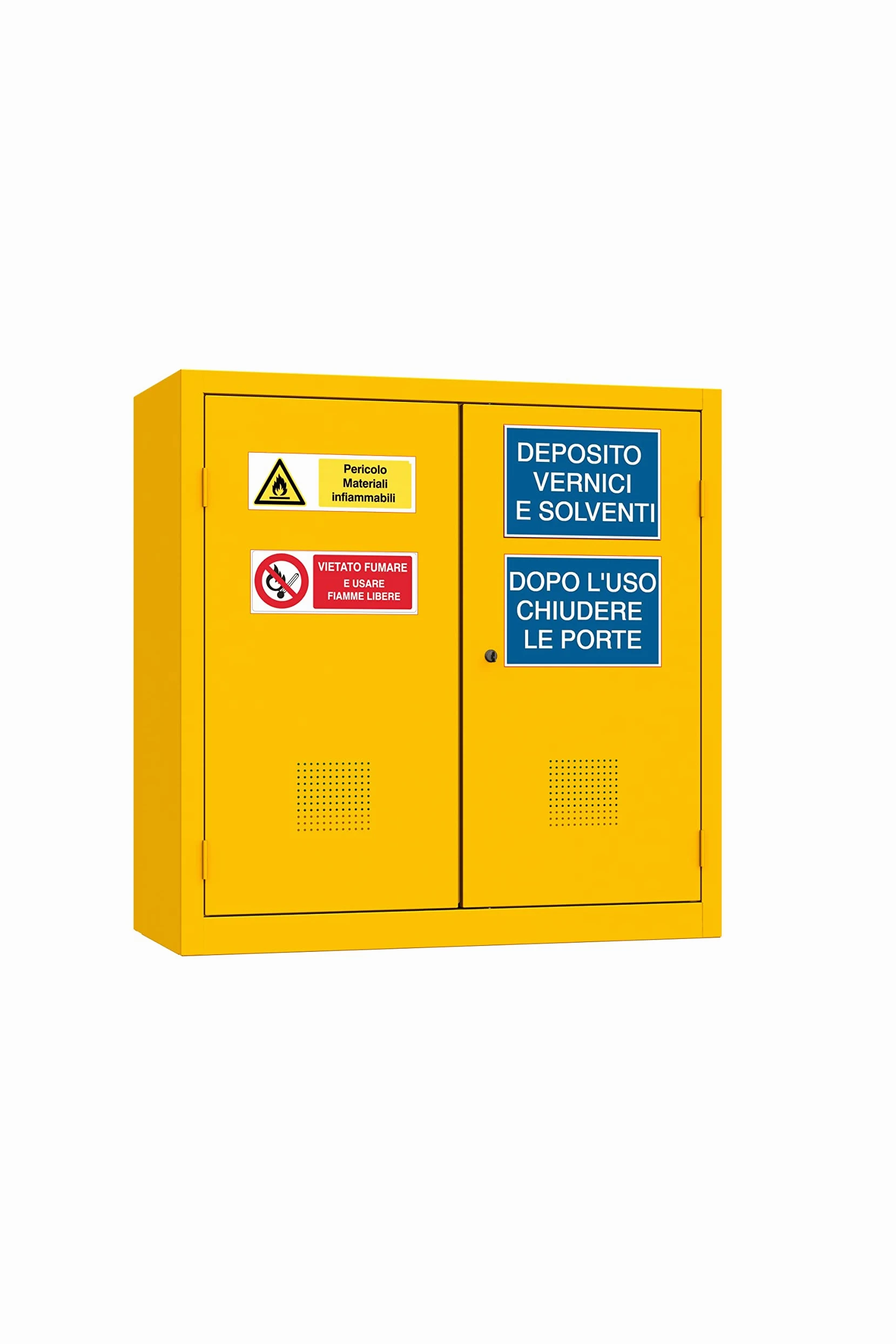 XLOCKERS Armadio Deposito Liquidi Infiammabili in Metallo per Stoccaggio e Protezione di Sostanze Pericolose, 3 Ripiani, Giallo RAL 1003, 100x45x100 cm, Made in Italy