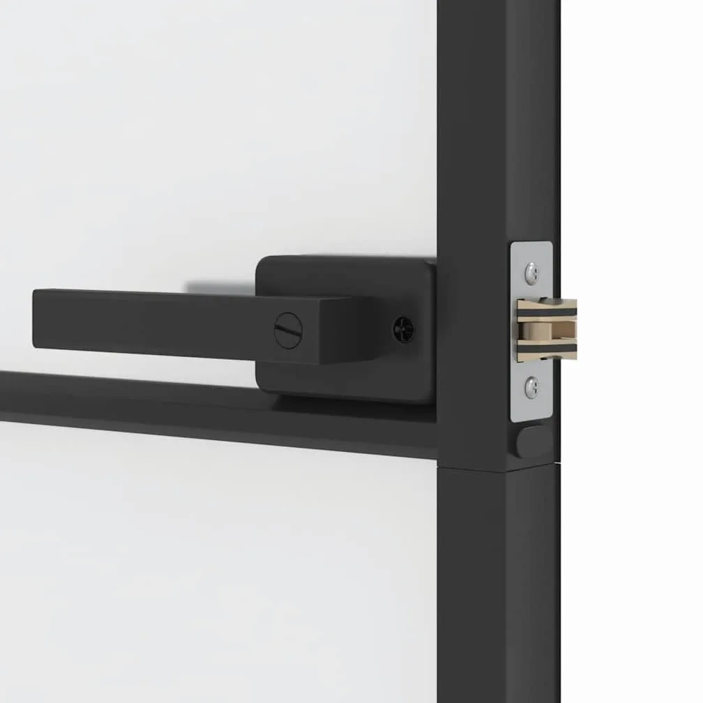 vidaXL Porta Interni Sottile Nera 83x201,5cm Vetro Temperato Alluminio