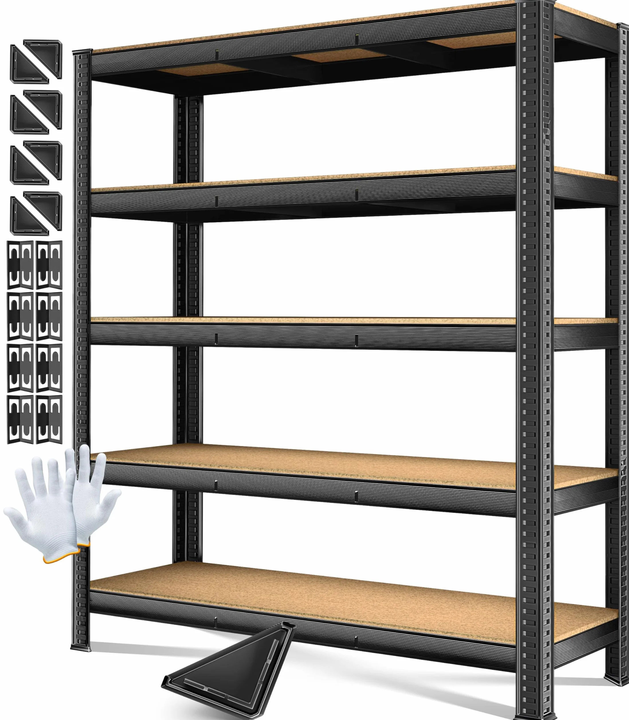 MASKO Scaffale portaoggetti per carichi pesanti, 180 x 160 x 60 cm, carico massimo: 1500 kg, 5 ripiani regolabili, pannelli in MDF in metallo, ripiano ad innesto, scaffale da officina, struttura in