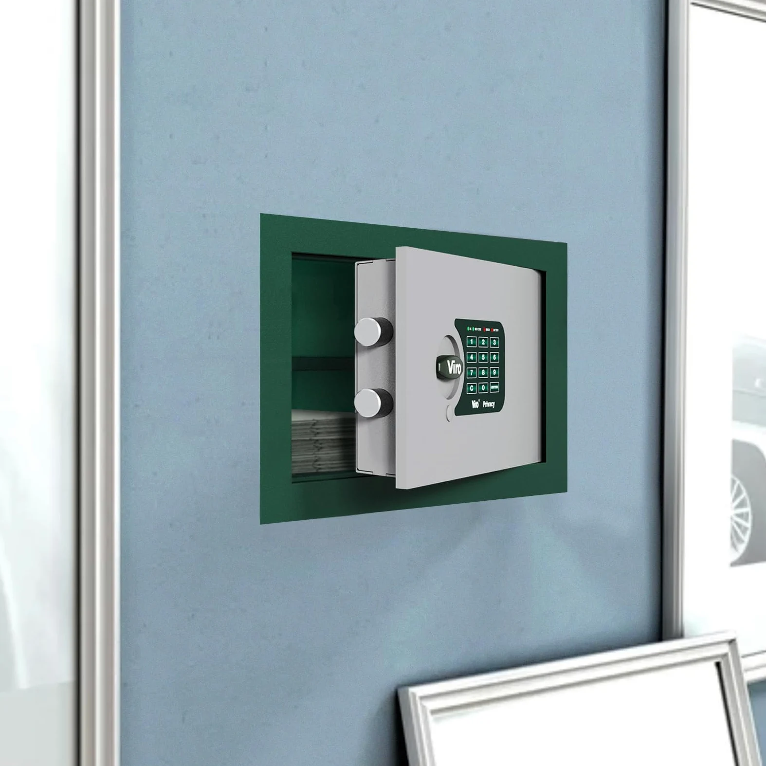Viro | Privacy Elettronica, Cassaforte a Muro con Scheda Elettronica, da Incasso, in Acciaio, 410x290x205 mm
