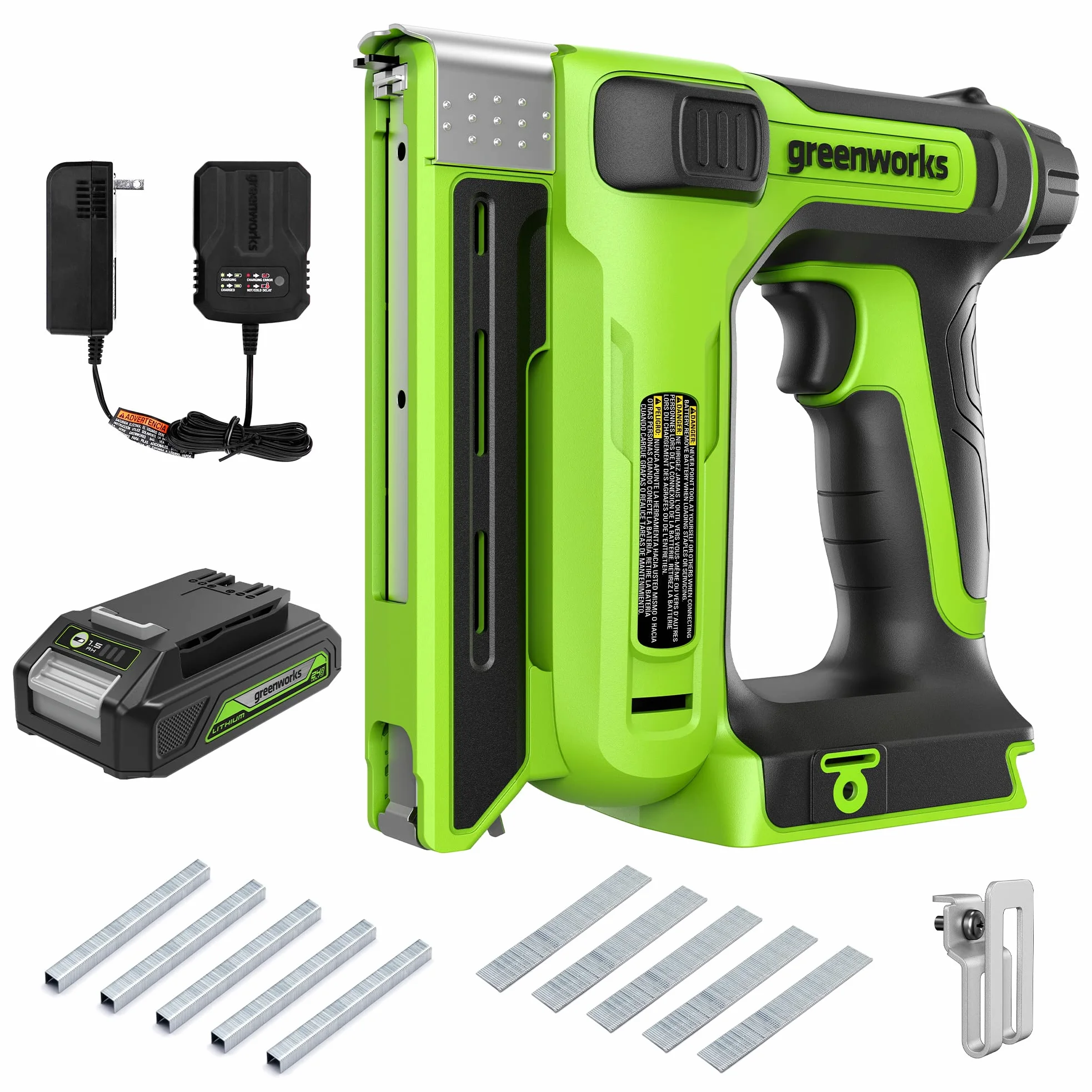 Greenworks Cucitrice a corona da 24 V 3/8" con batteria da 2 Ah e caricabatterie da 2 A