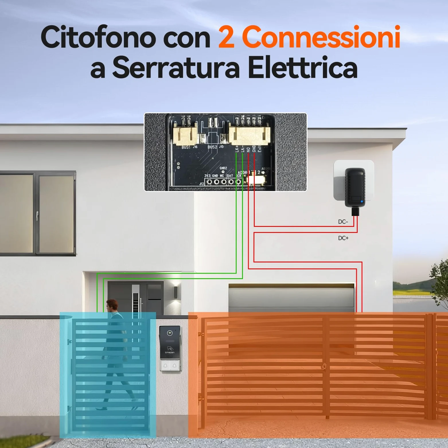 TMEZON Videocitofono Bifamiliare Y73,Videocitofono Smart Wifi 2 Fili con due monitor a Colori TFT LCD da 7'' e Campanello Esterno con Telecamera 1080P, Sblocco APP/RFID,Rilevamento Movimento Umano