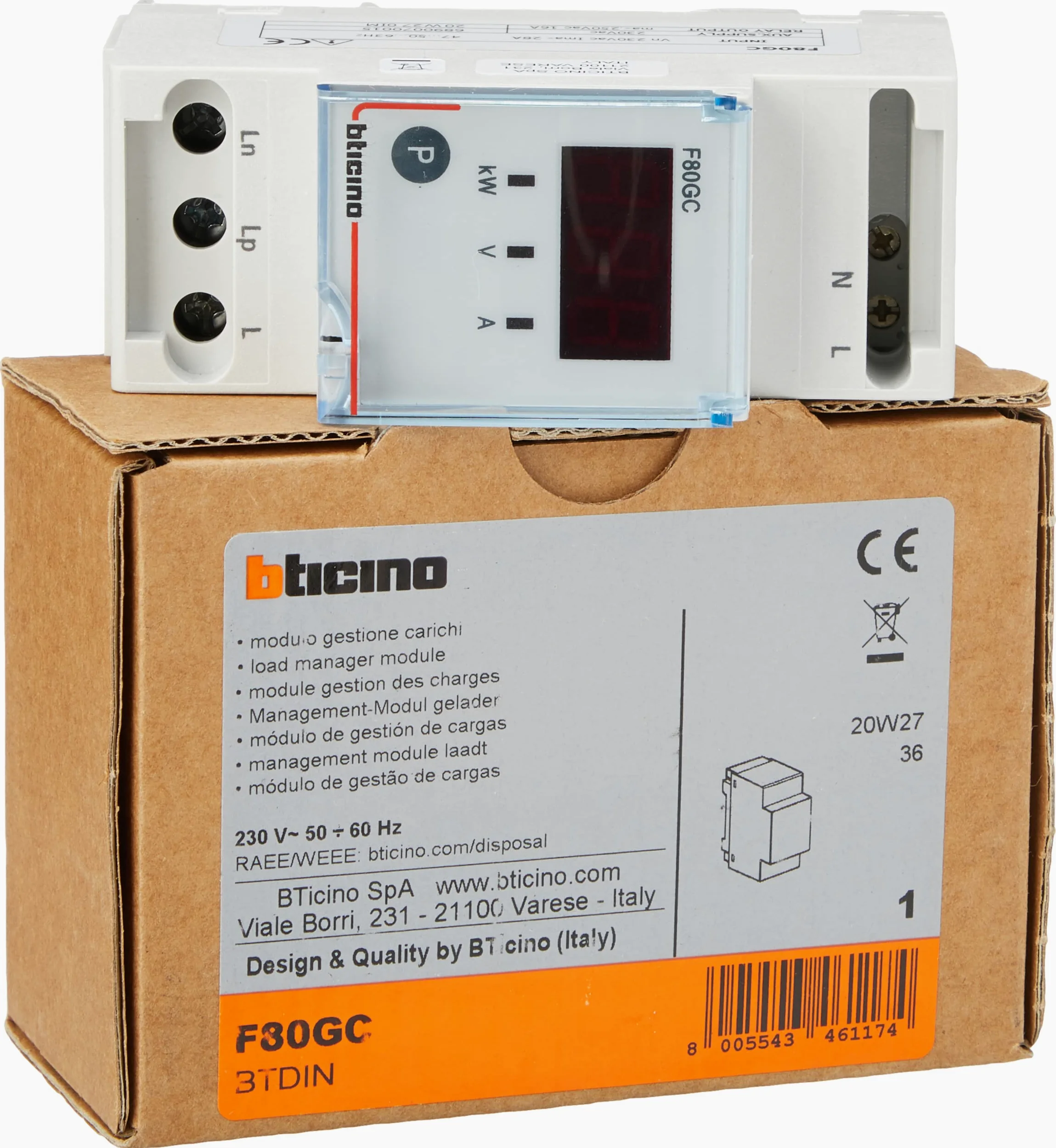 BTicino F80GC Serie BTDIN Modulo Gestione Carichi Prioritari, Grigio