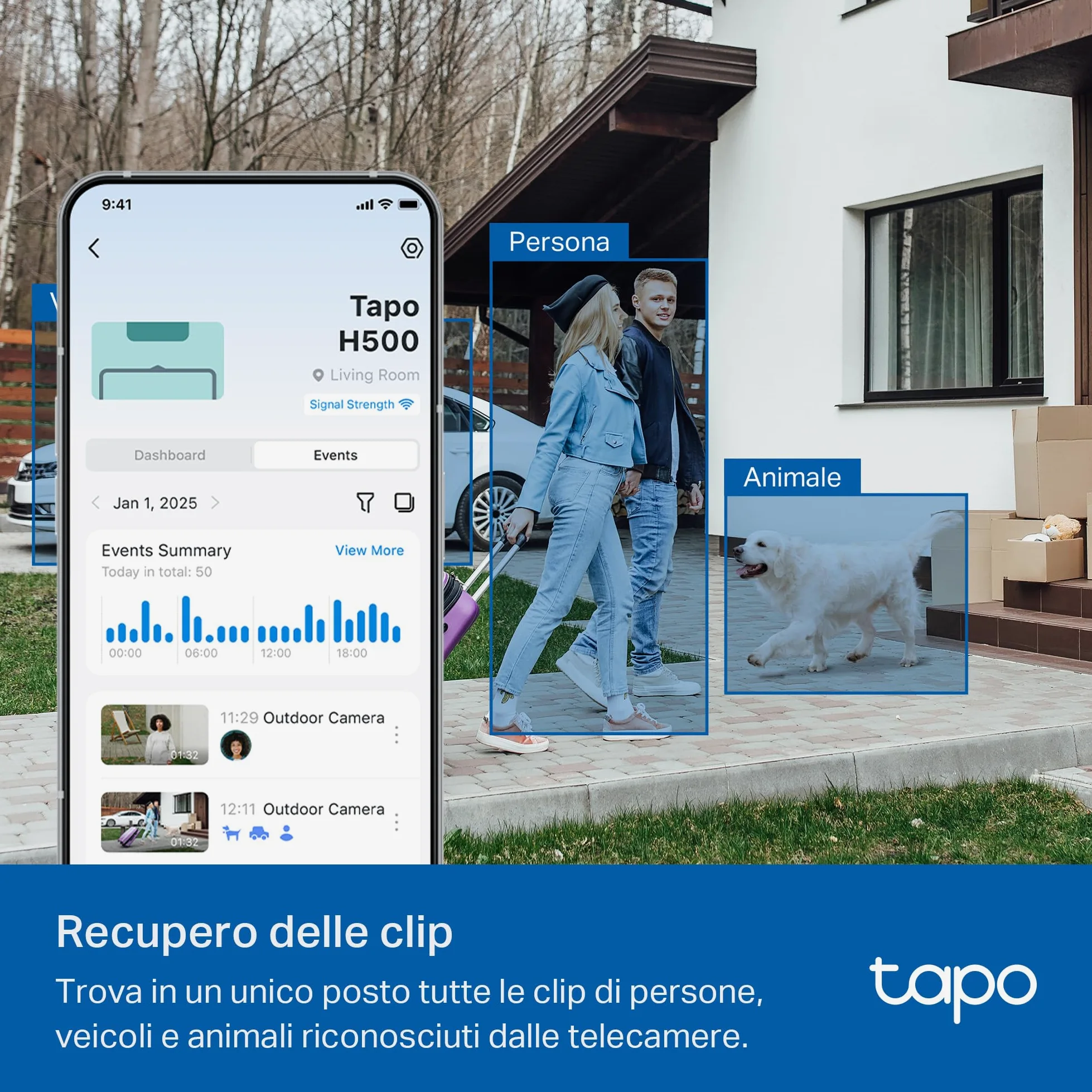 Tapo H500 Smart HomeBase, Connetti 16 Telecamere e 64 Sensori, Archiviazione Locale 16GB Integrato+16TB Espandibile HDD/SSD, Senza Canone Mensile, Rilevamento AI Avanzato, Output HDMI
