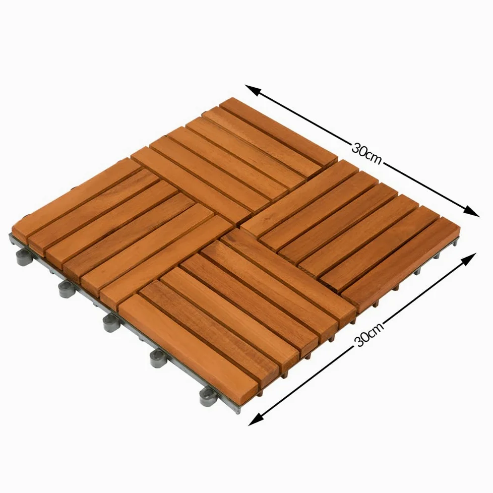 Casaria Piastrelle Legno Acacia 66pz Certificato FSC® Mattonelle 6m² ad Incastro 30x30cm Esterno Mosaico Quattro