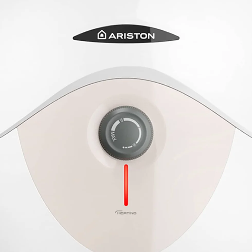 Ariston Dune RS - Scaldabagno Elettrico 30 Litri 38x41x42 cm - Boiler Elettrico con Display LED Controllo Temperatura, Installazione in Italia Sopralavello, Beige 220V, Classe Energetica A