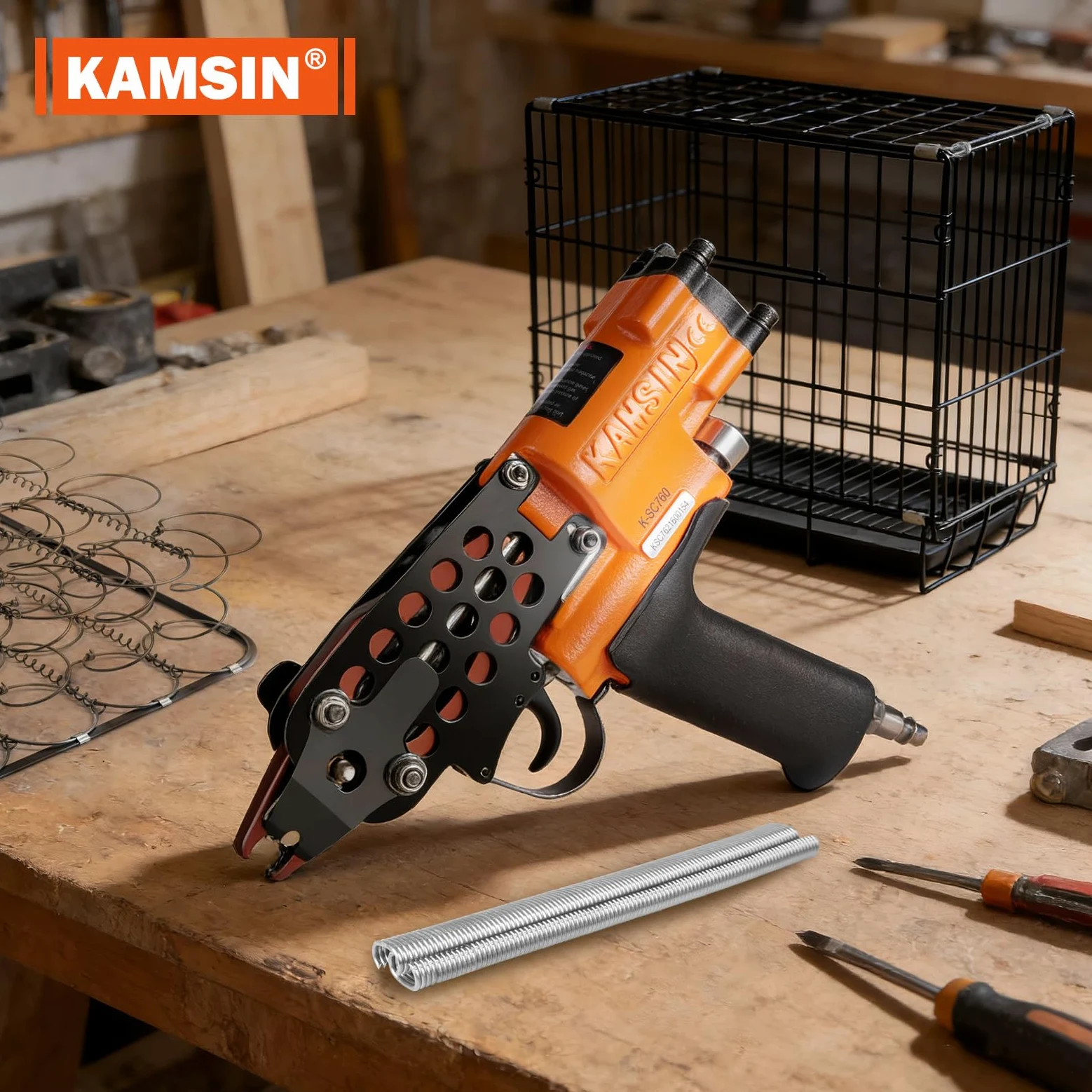 KAMSIN K-SC760 Pistola pneumatica ad anello a C, calibro 16, Diametro di chiusura di 3,0 mm Strumento di pinza per anelli di maiale a risparmio di manodopera per gabbie