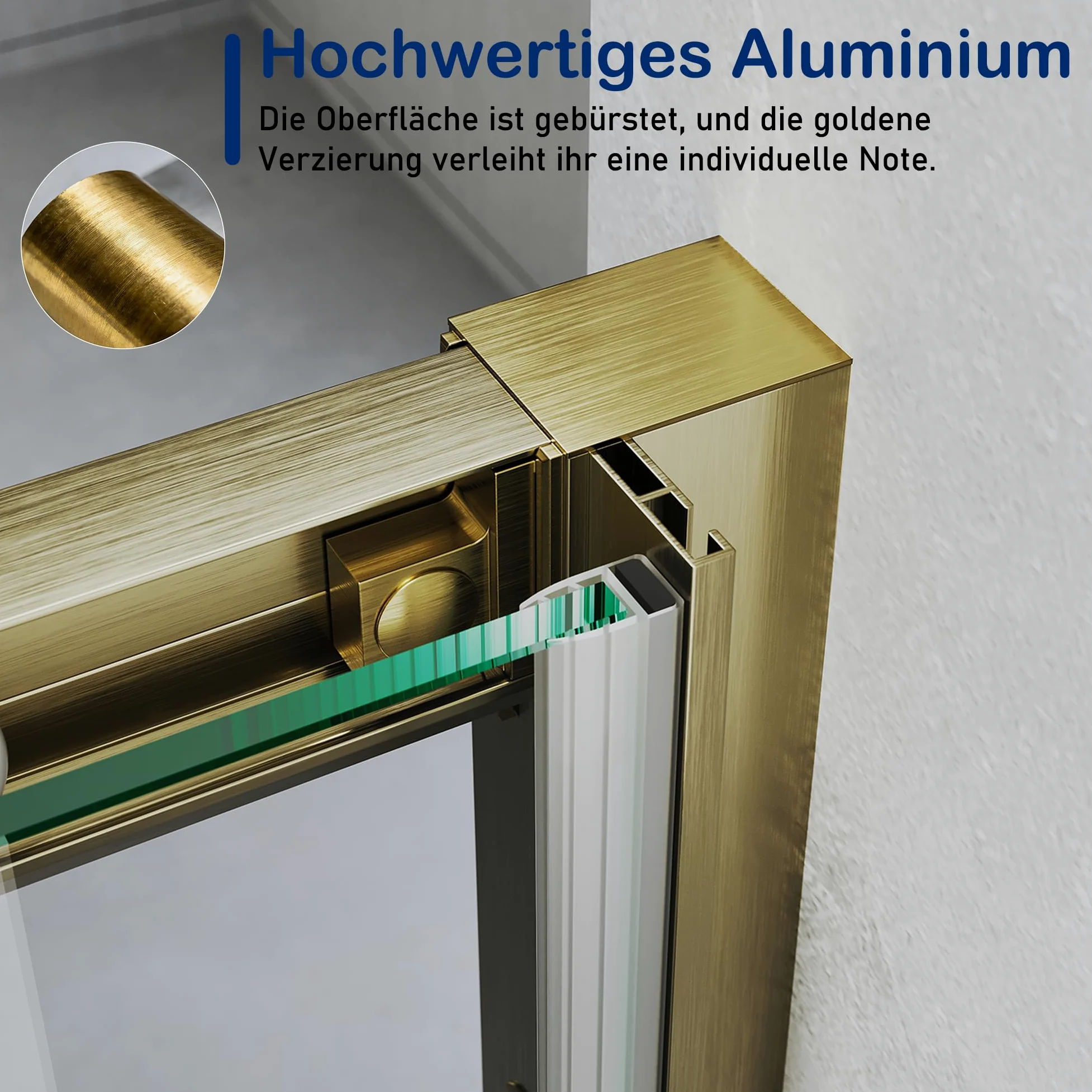 Porta scorrevole 110 x 185 cm, porta doccia in vetro di sicurezza da 5 mm, vetro trasparente (ESG) doccia con manico a forma di H, porta doccia per piccoli bagni