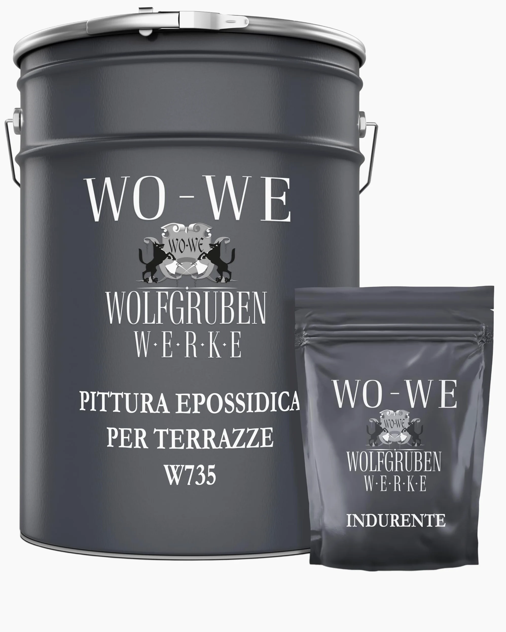 WO-WE Vernice EPOSSIDICA Impermeabilizzazione per TERRAZZA pavimento in calcestruzzo - Grigio argento 5kg