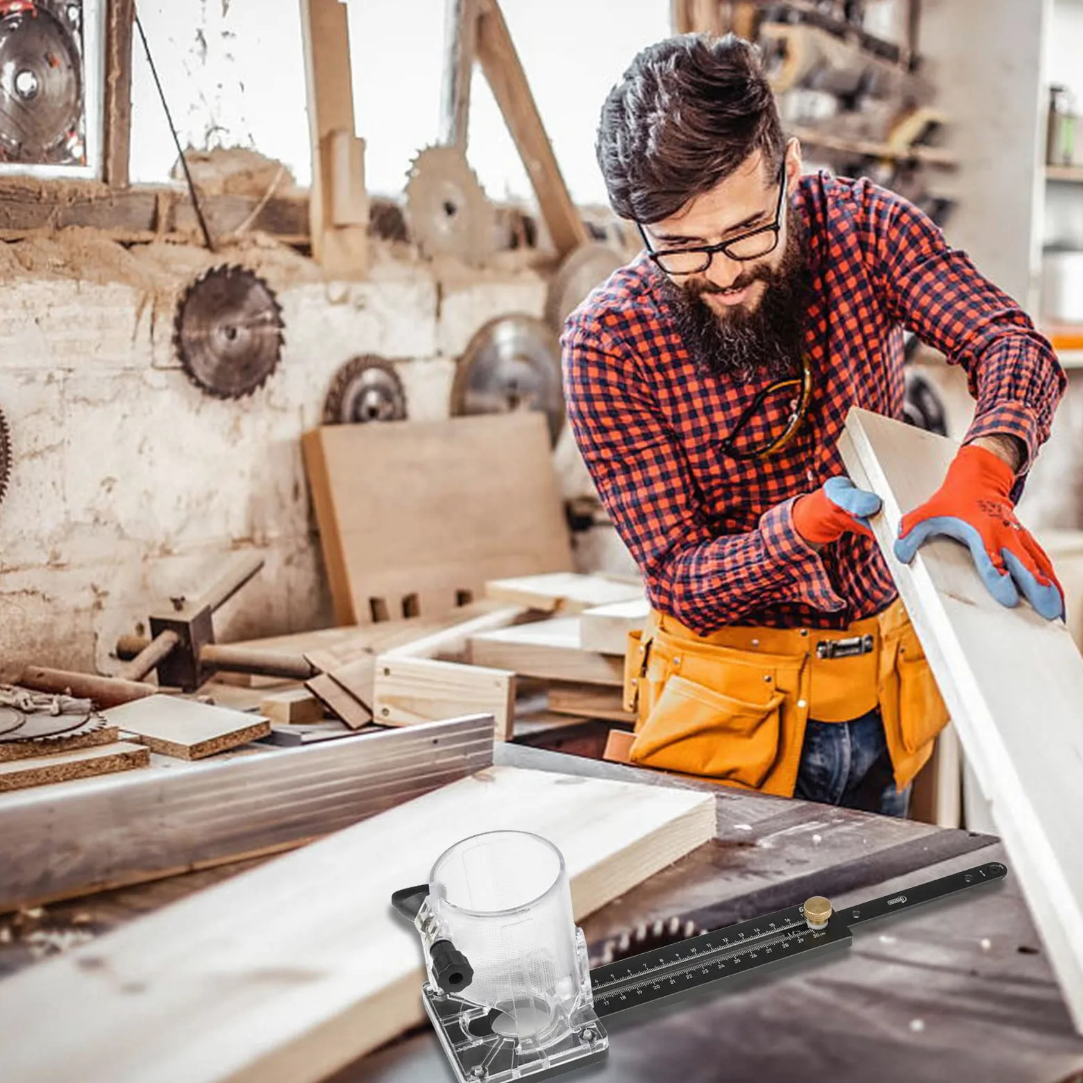 Maschera da taglio circolare per macchina da taglio, fresatrice per legno con base a scanalatura circolare per la lavorazione del legno, strumenti fai da te