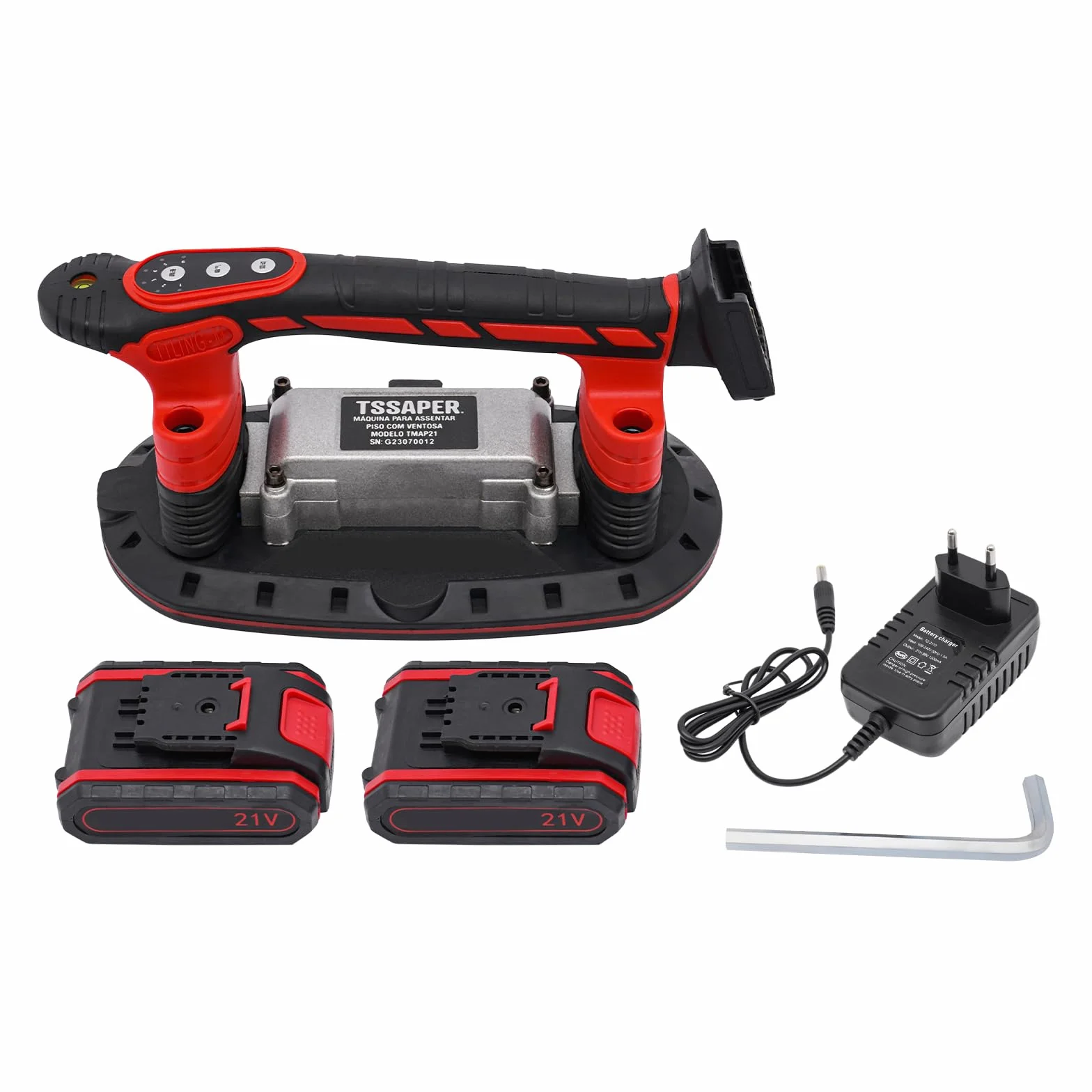Strumento vibrante per piastrelle con ventosa elettrica sottovuoto, 21 V, 2000 mAh, strumenti vibranti a mano, 6 velocità regolabili con per granito vetro, piastrelle in porcellana