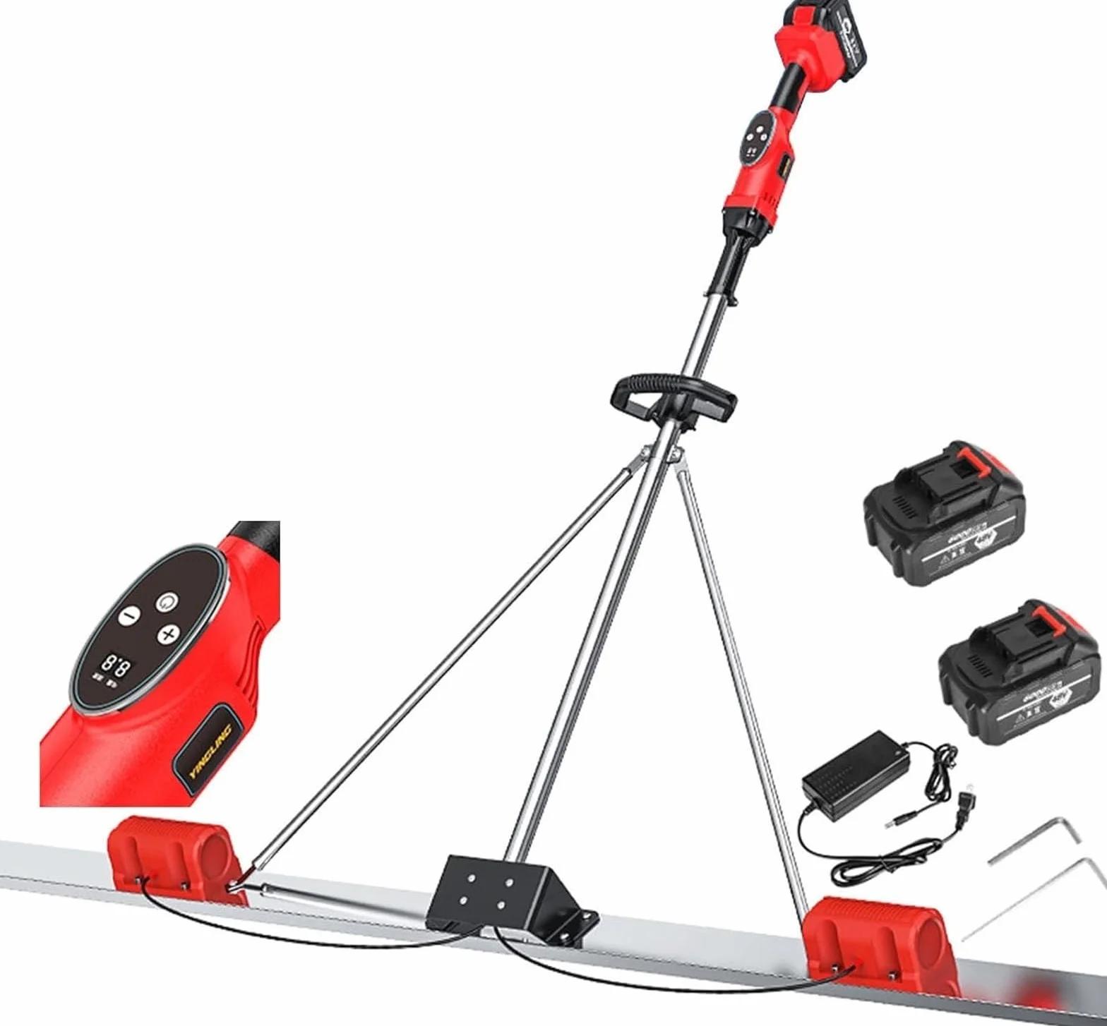 Kit vibrante per massetto in calcestruzzo potenziato, 6000 giri/min, 150 cm/180 cm/200 cm, utensile per finitura del calcestruzzo in acciaio inossidabile, raschietto elettrico per calcestruzzo(2M)
