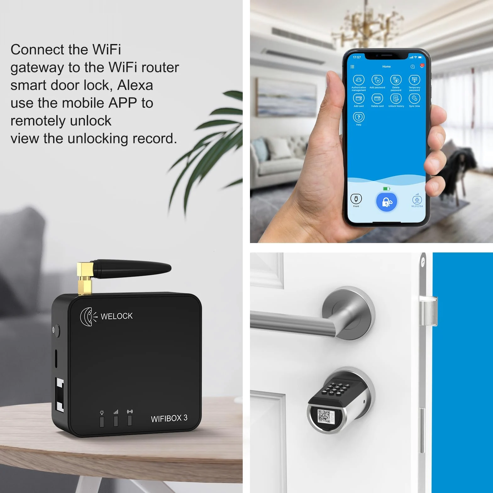 WELOCK Smart Gateway Wi-Fibox3 Sblocco a distanza semplice,compatibile con Alexa e utilizzo intuitivo
