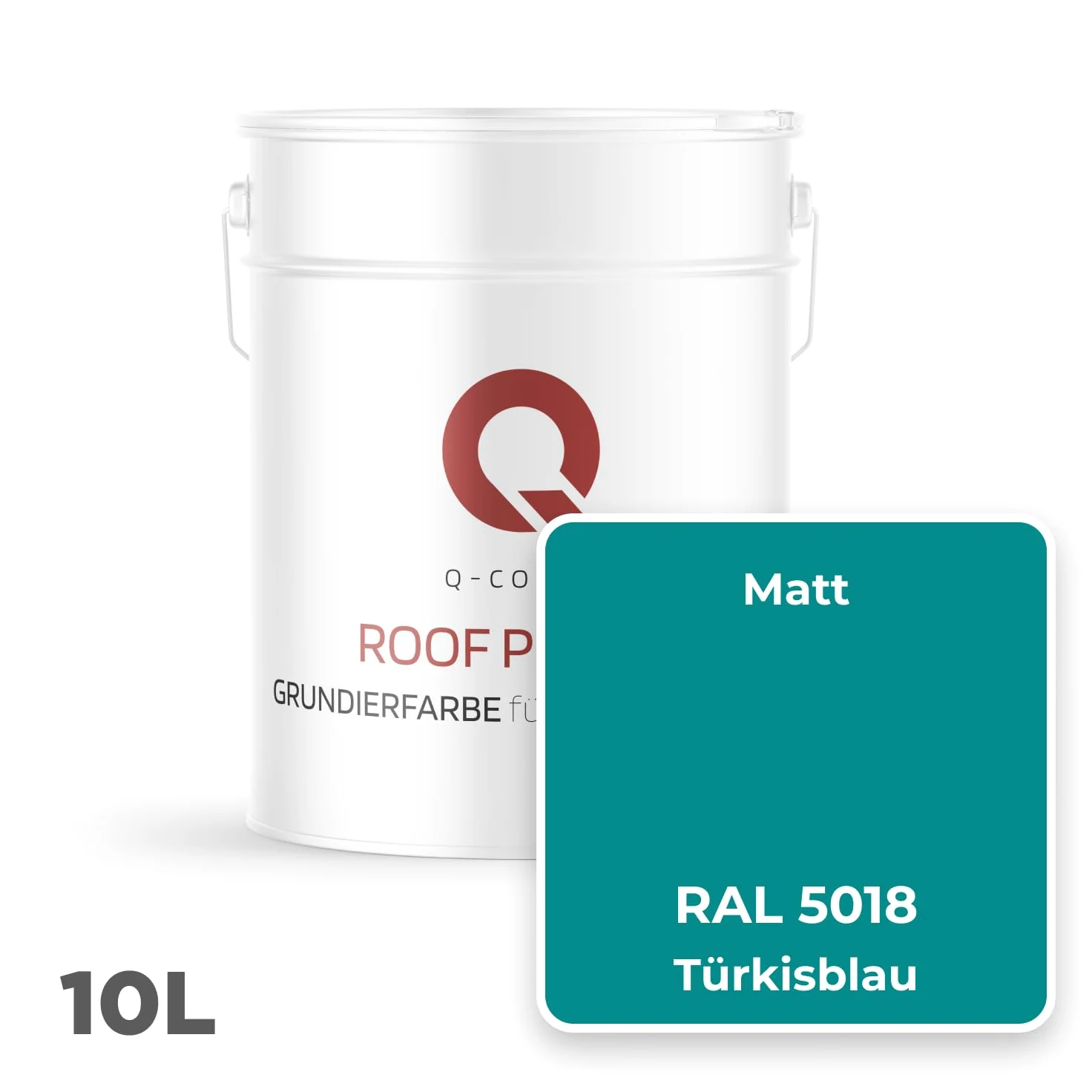 Vernice per primer per rivestimenti in metallo, 10 l, colore Blu turchese RAL 5018 opaco, resistente alle intemperie, antiruggine, perfetta aderenza, resistente ai raggi UV