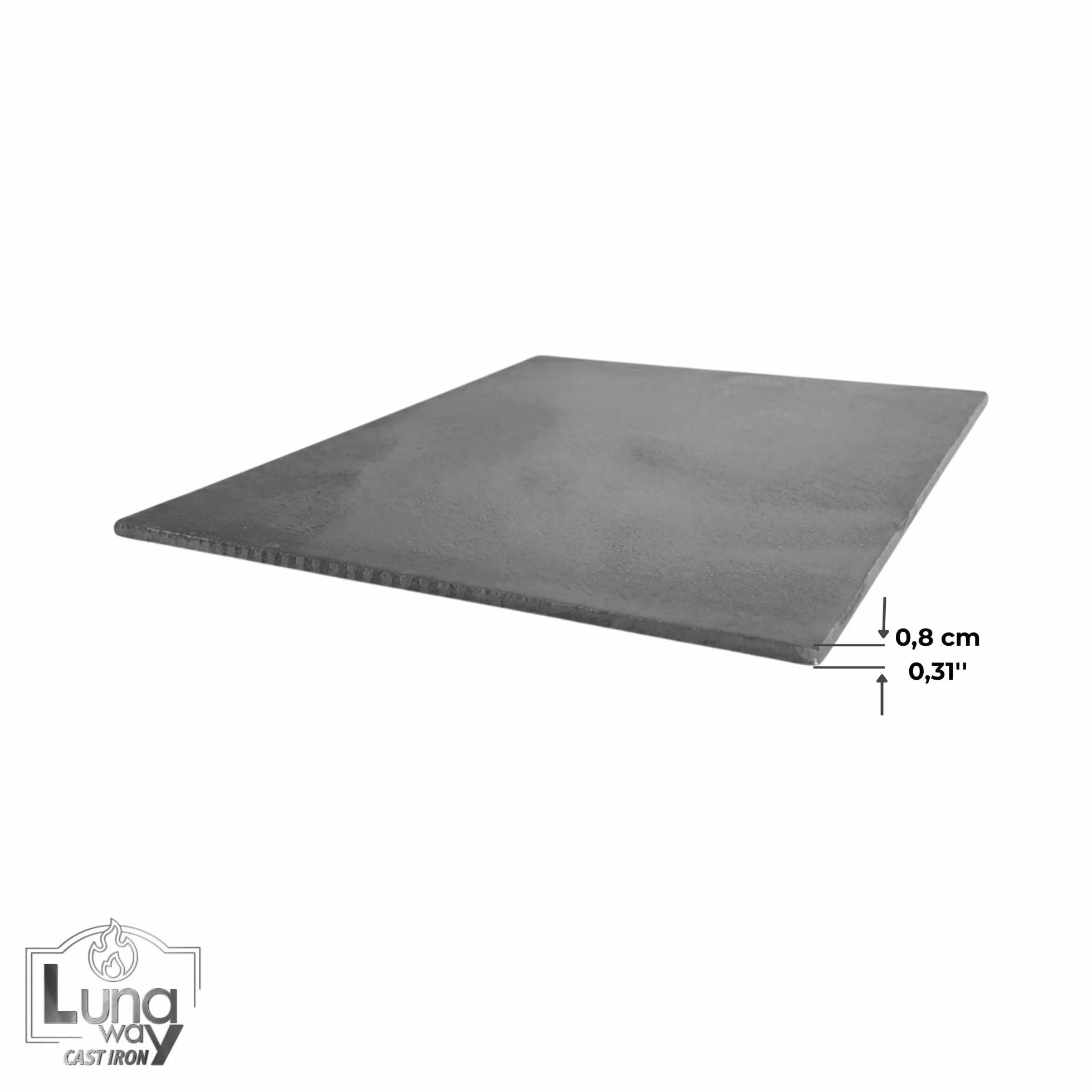 40 x 50 x 0,8 cm - Lastra liscia in ghisa per camino | Ottima conduzione termica | Protezione e durata | Adatto per camini termocamini e stufe | 100% Ghisa qualità LUNA WAY CAST IRON