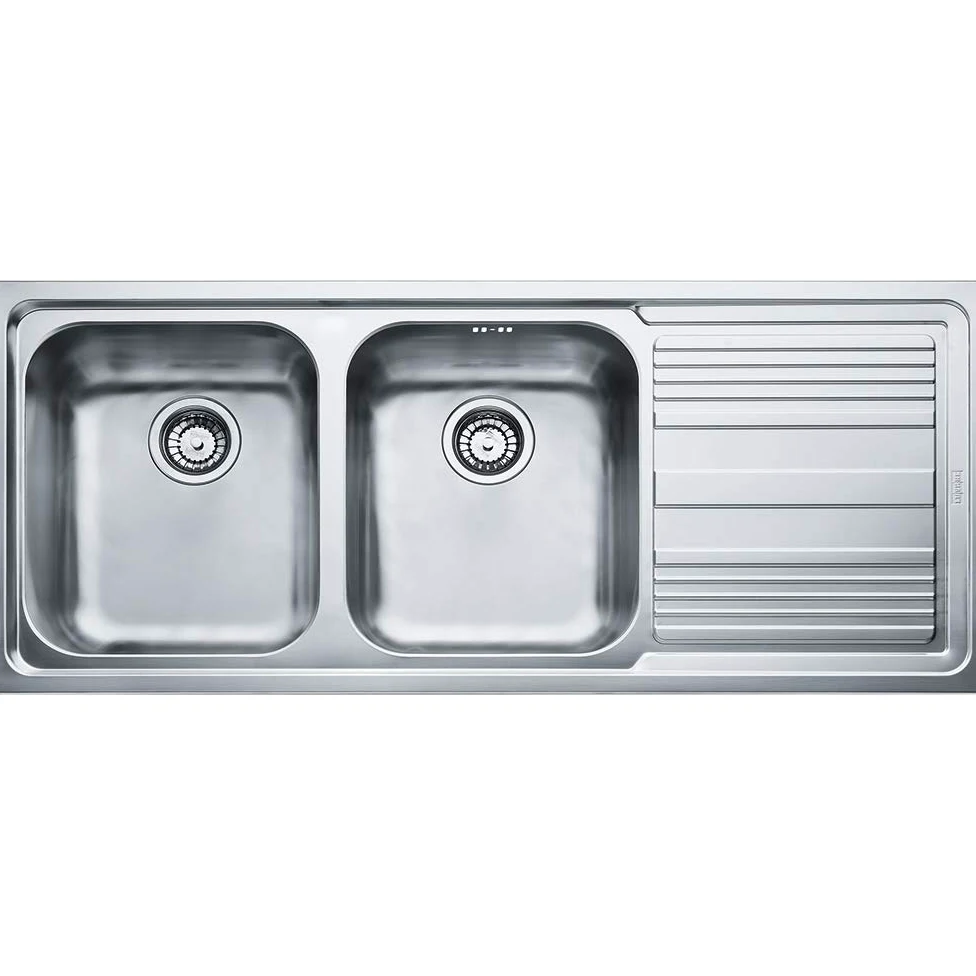 Franke - Lavello da incasso a due vasche con gocciolatoio a destra LLX 621 finitura inox da 116x50cm
