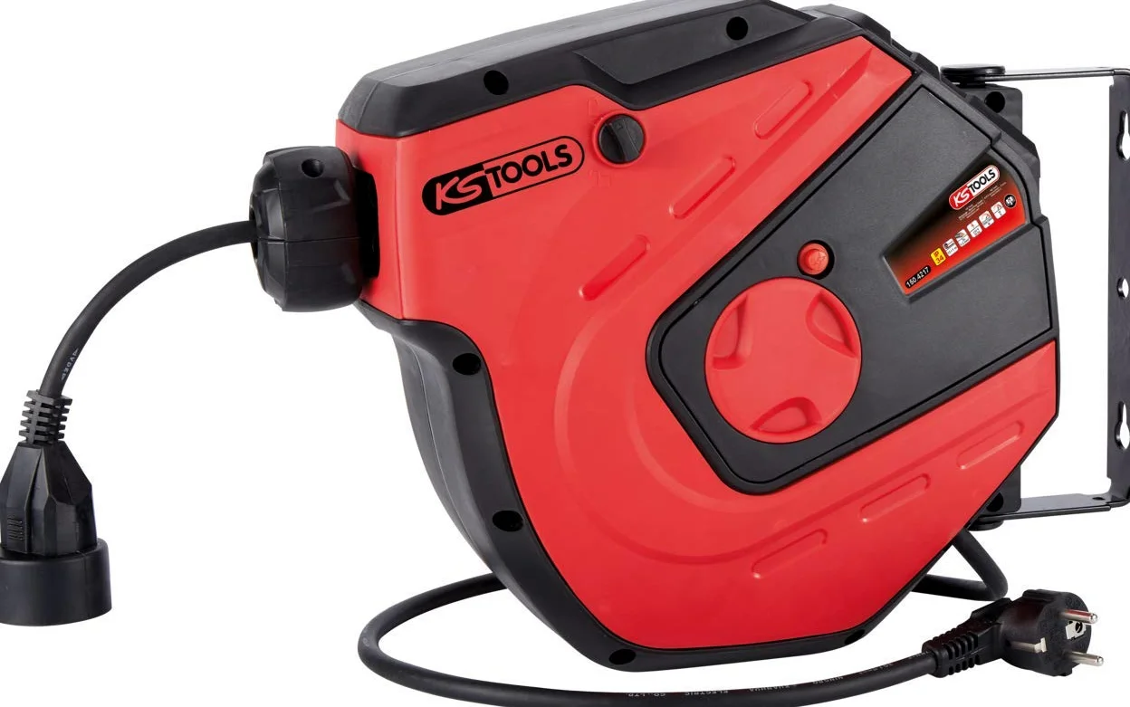 KS Tools 150.4217 Avvolgicavo per officine, 15m, 1,5mm²
