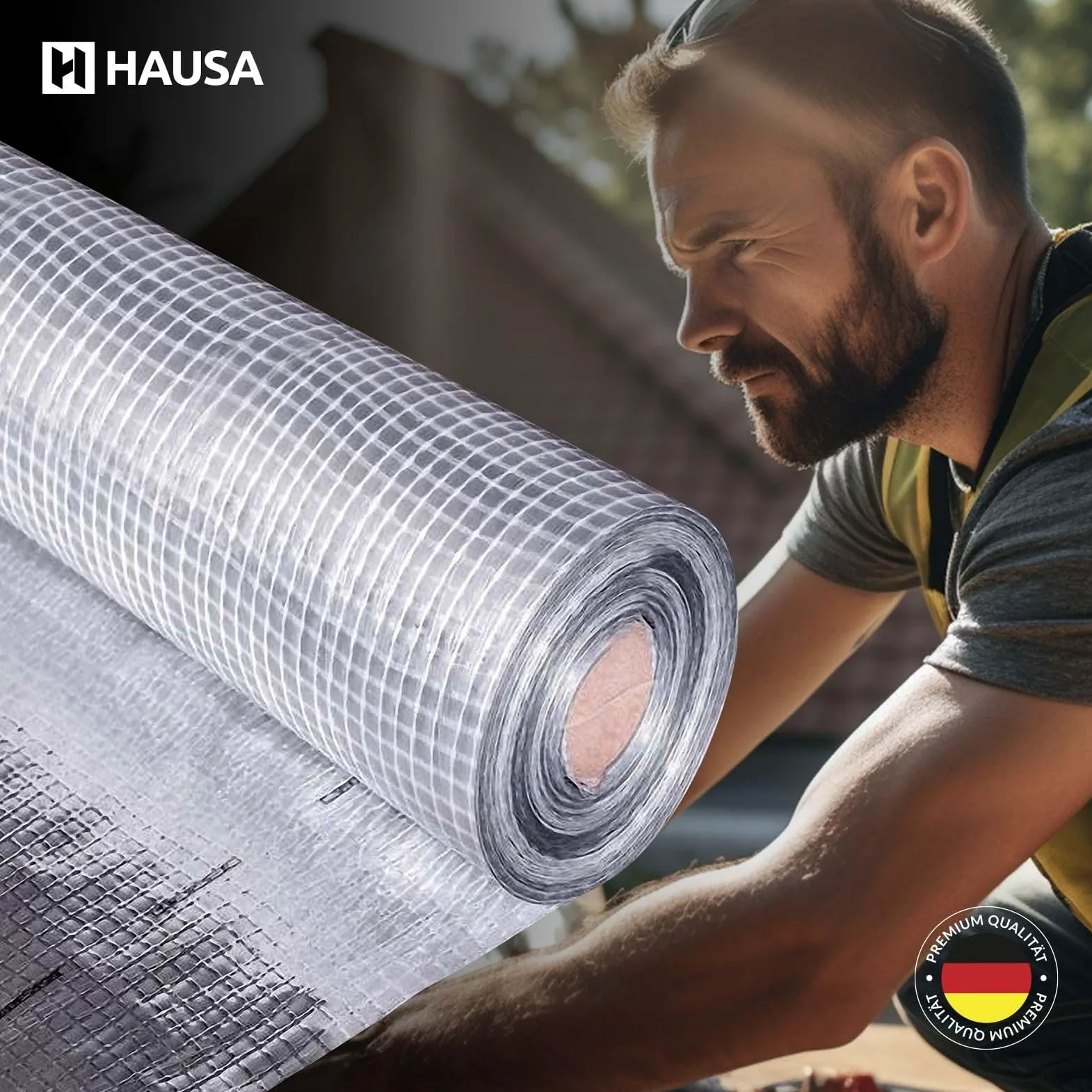 HAUSA Pellicola protettiva anti-condensa ALU 150m² (2x1,5mx50m) Binario di blocco vapore in alluminio per tetto, soppalco, parete, soffitto, rafforzata con fibra di vetro, extra resistente alla