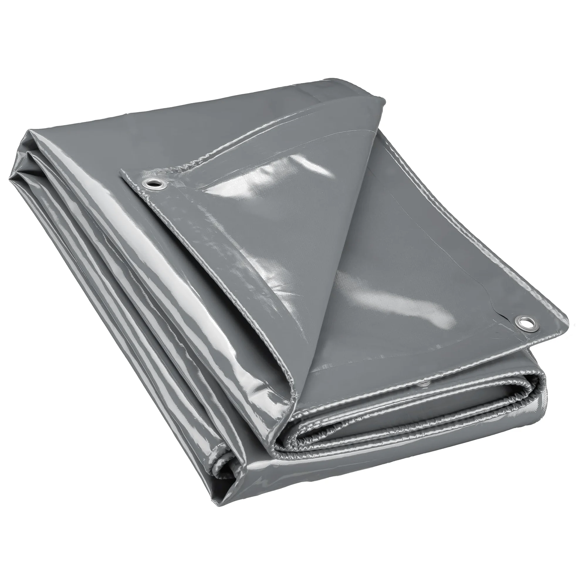 Wiltec Telone occhiellato grigio 4 x 5 m resistente alle intemperie e a raggi UV, impermeabile, robusto telo di protezione in poliestere 650 g/m² con rivestimento in PVC