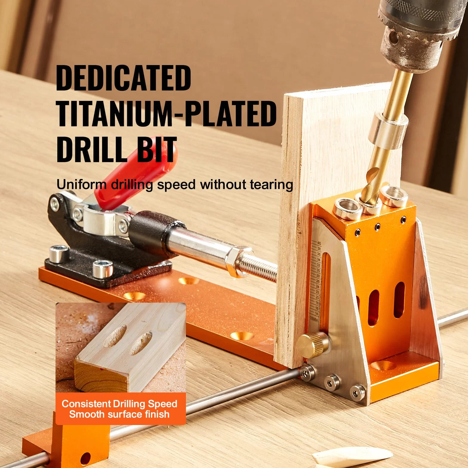 VEVOR Kit di Dime per Fori a Tasca 3 Fori Tascabili con Chiave Punte Quadrate, Set per Dima di Foratura per Fori Tascabili Fori Inclinati, Set per Dima Foratura Angolare Lavorazione Carpentieri 3,82kg