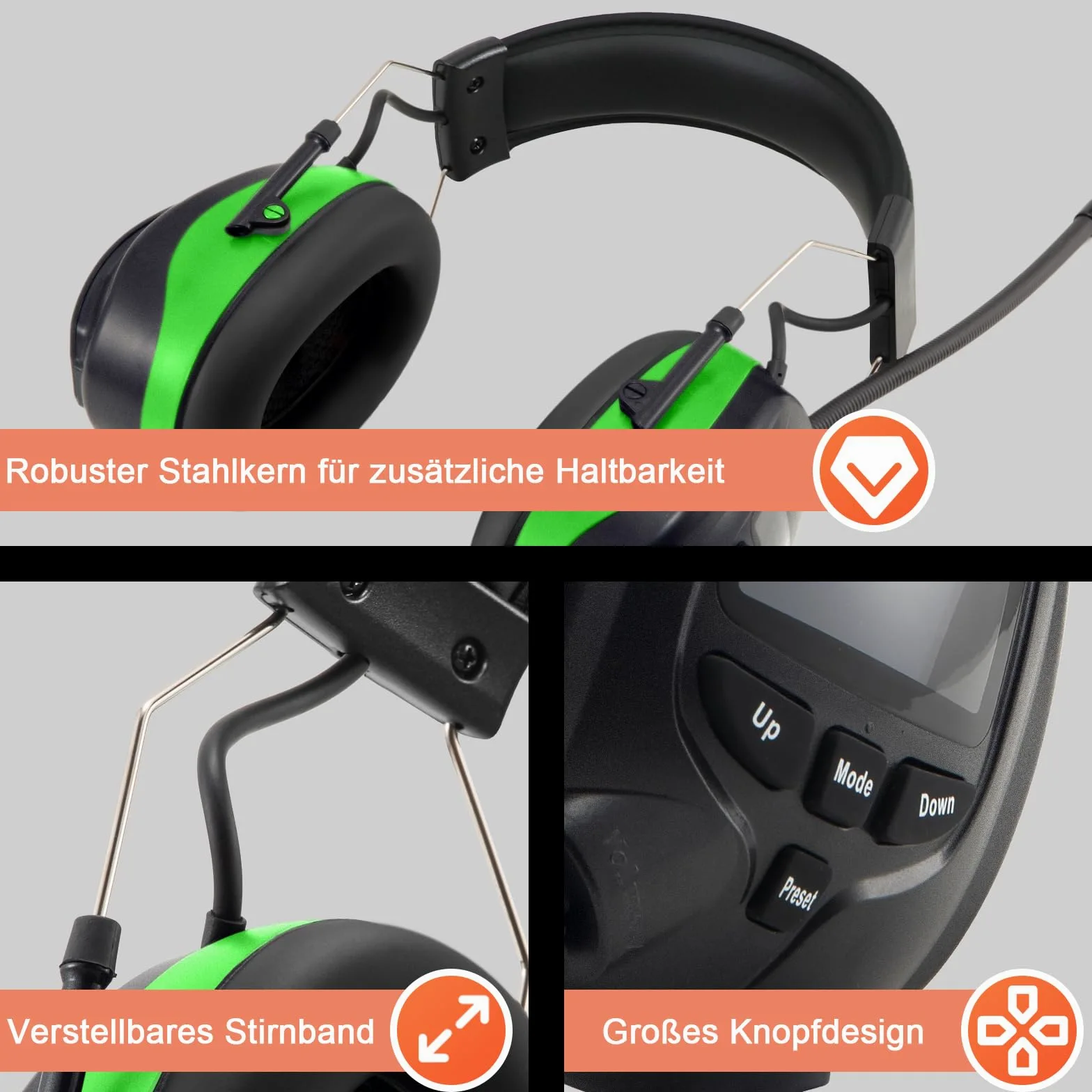 Cuffie Antirumore Bluetooth con radio DAB/DAB+/FM, microfono integrati, per taglio, segatura, officina,SNR 30dB