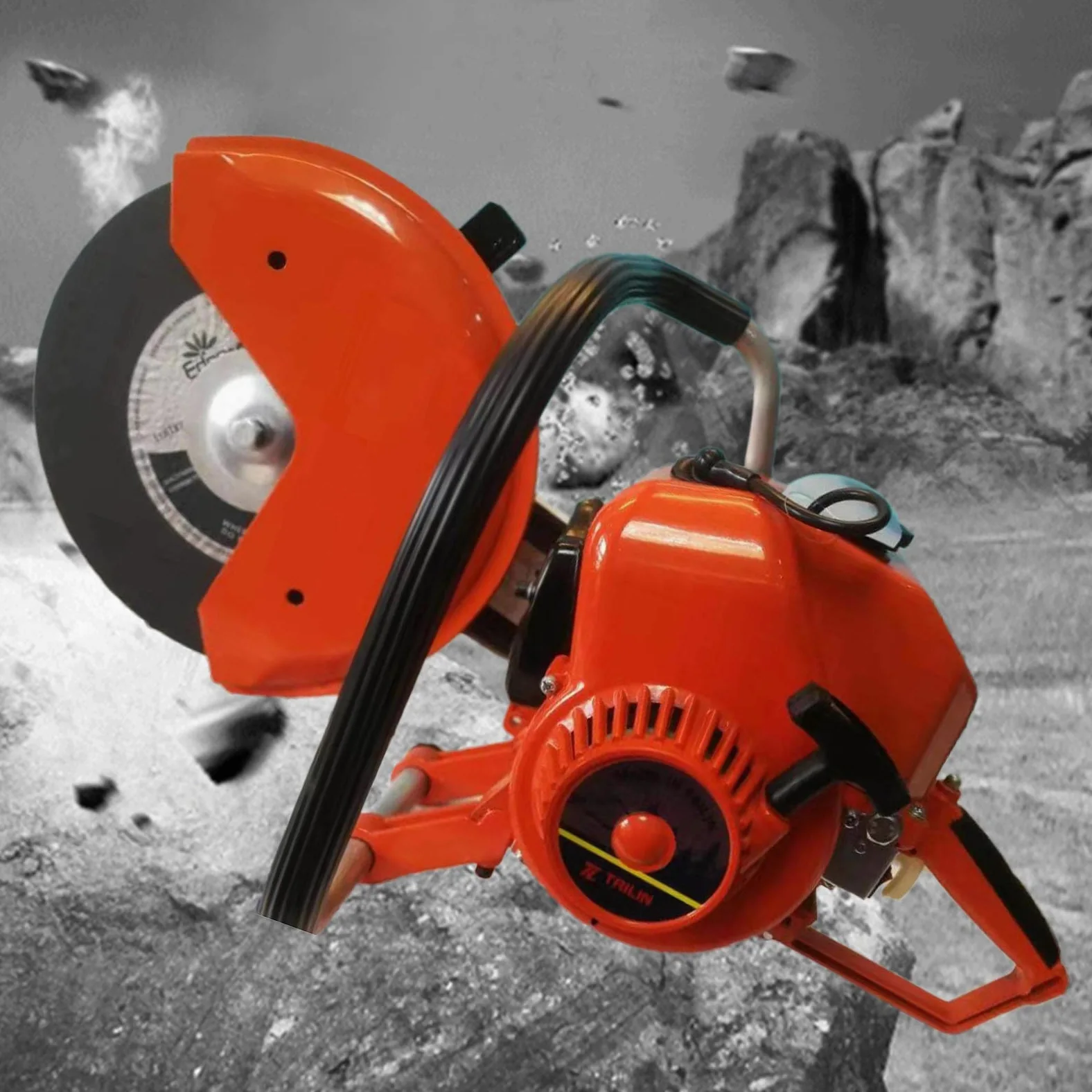 Sega da taglio per calcestruzzo, sega a motore, a benzina, 6,8 HP 30 cm, profondità di taglio 10 cm, per calcestruzzo, acciaio, metallo, marmo, 2 tempi, profondità regolabile