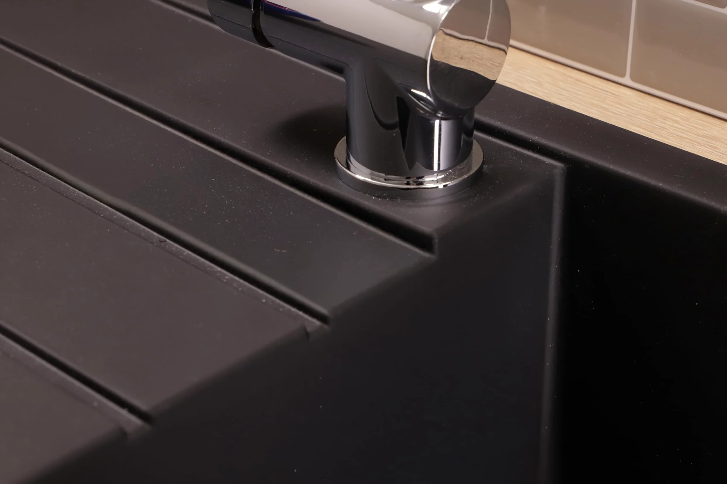 Respekta Houston Lavello in Mineralite nero/Lavello da incasso a 1 vasca da 100 x 50 cm/Lavello adatto a mobili sottolavello a partire da 60 cm di larghezza / HOUSTON100X501BS