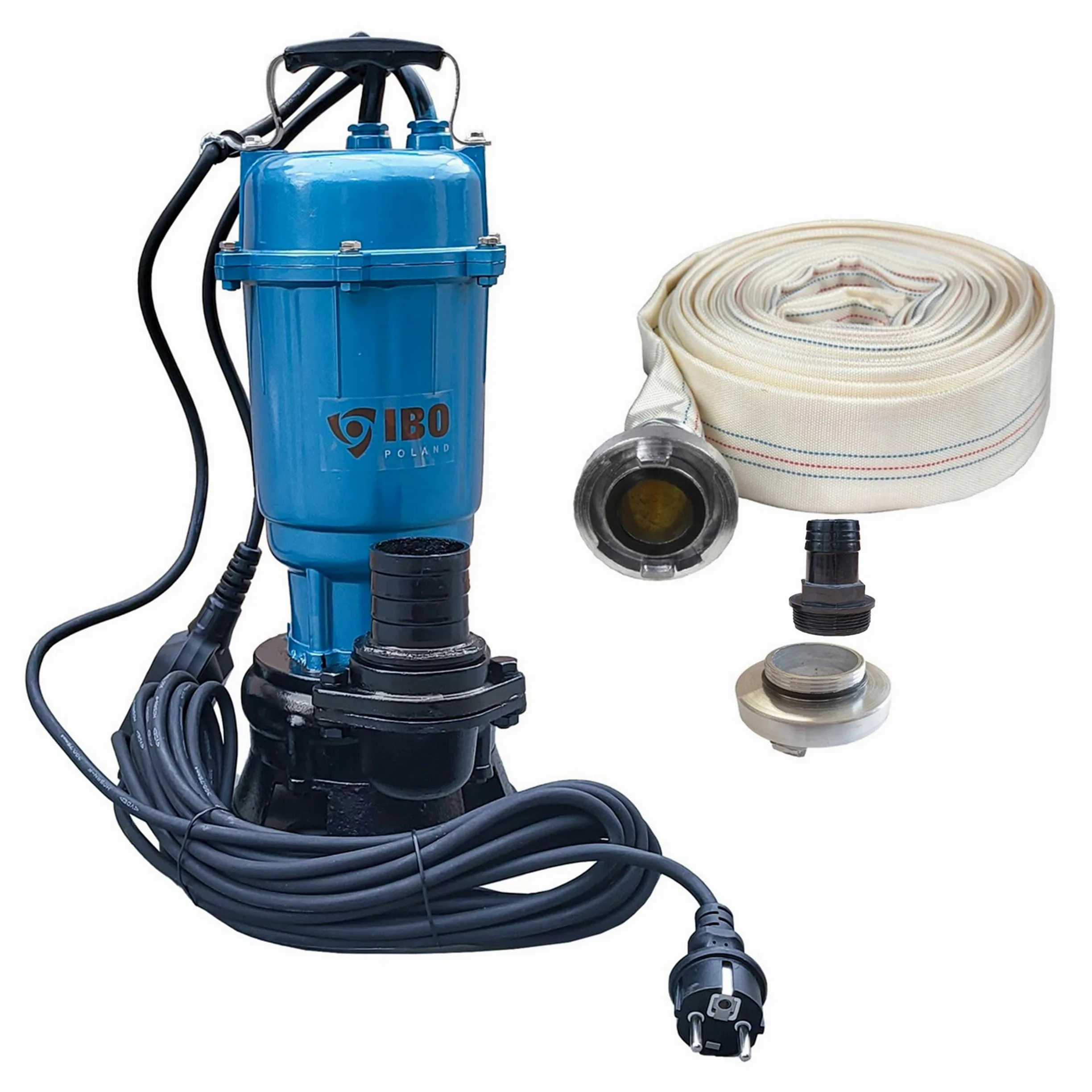 Pompa fecale, tubo 20, 30 m, Storz C, pompa per acqua sporca, 550 W, 18000 l/ora, pompa sommersa (pompa con tubo da 20 m)