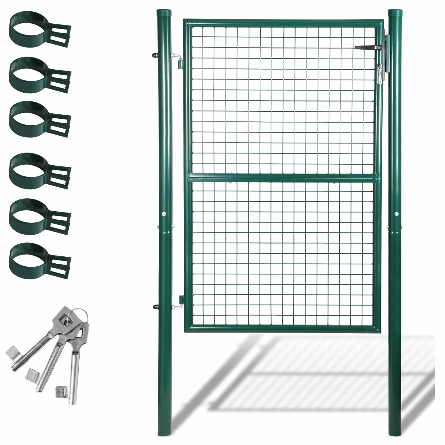 Daromigo Cancello da giardino, 150 x 100 cm, robusto, in acciaio zincato, per recinzione da giardino, con manico, serratura e 3 chiavi, colore: verde