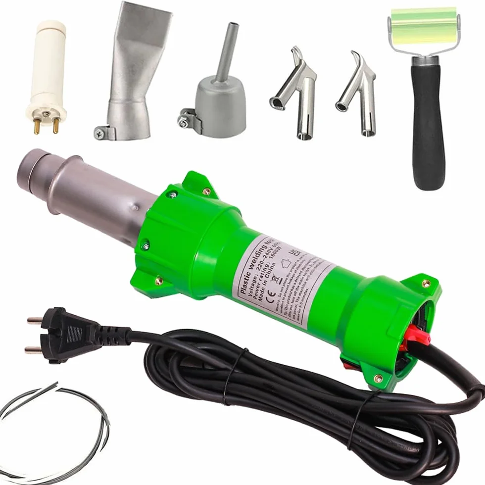 Professionale 1600W Pistola di Saldatura Termico Saldatore di Plastica Saldatore ad Aria Calda Barra Saldatore Hot Air Welder Gun, con Ugelli di Saldatura Rapida, con Luce LED