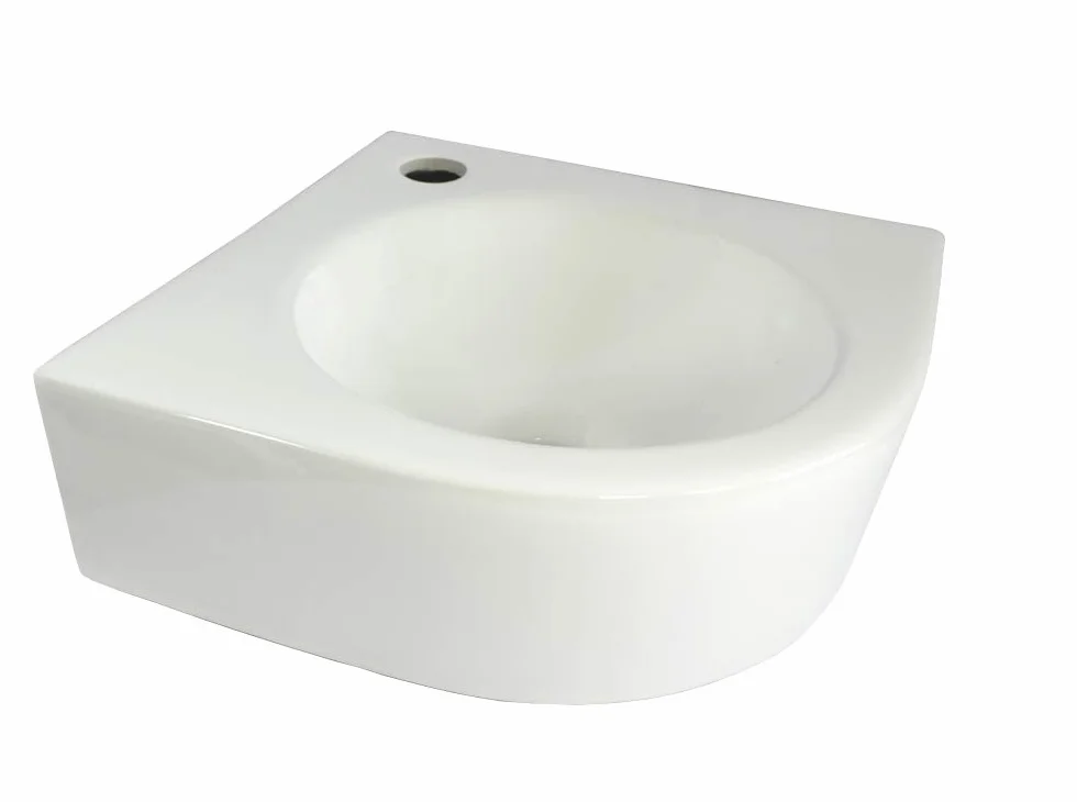 WP030 - Lavabo angolare in ceramica, bianco, montaggio a parete, ovale, semicircolare, circa 30 cm