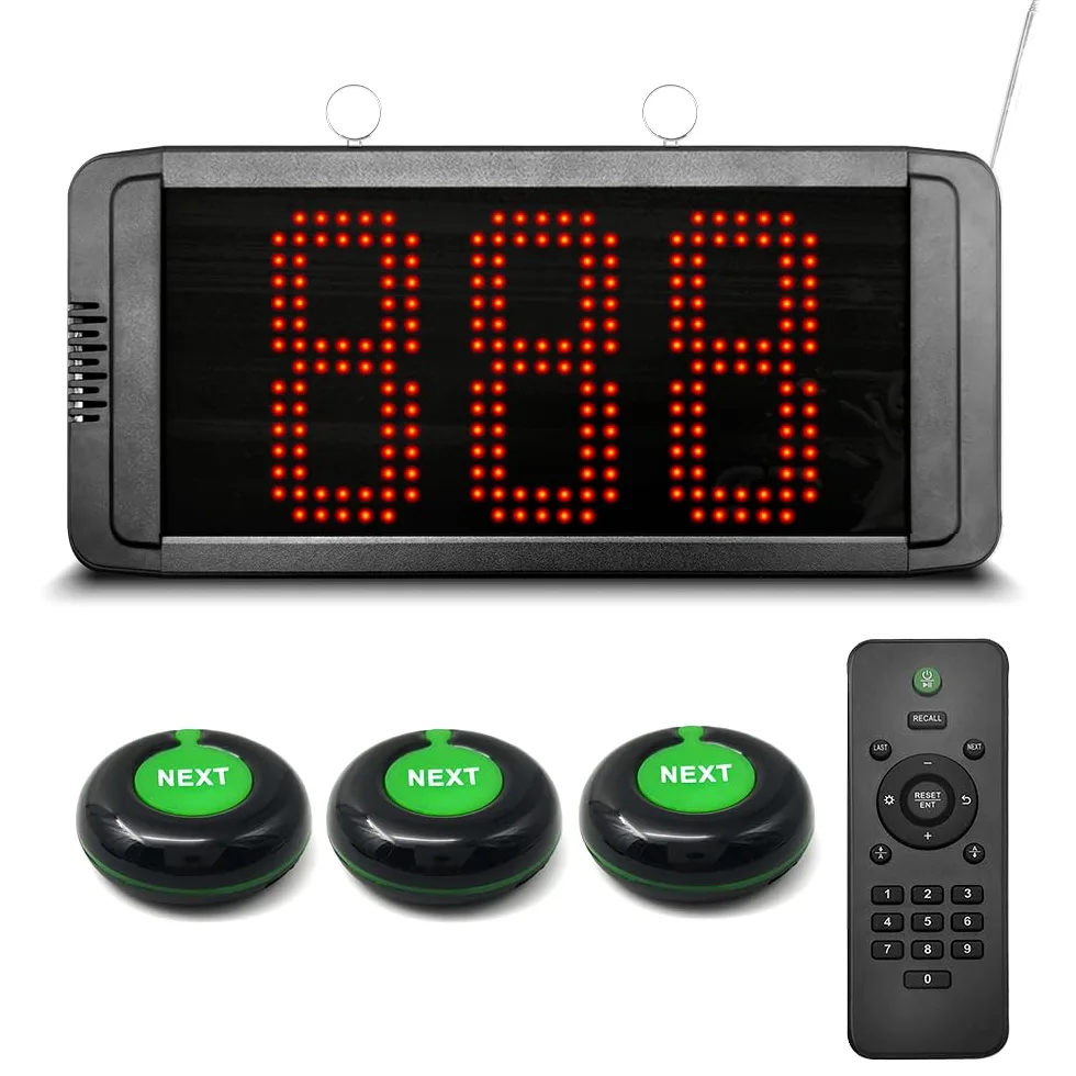 Eliminacode Display | Chiamata in Italiano | Schermo Ampliato | 3 Cifre Eliminacode, Elimina Code Digitale, Chiamta Numeri Fila (1 schermo + 3 pulsanti)