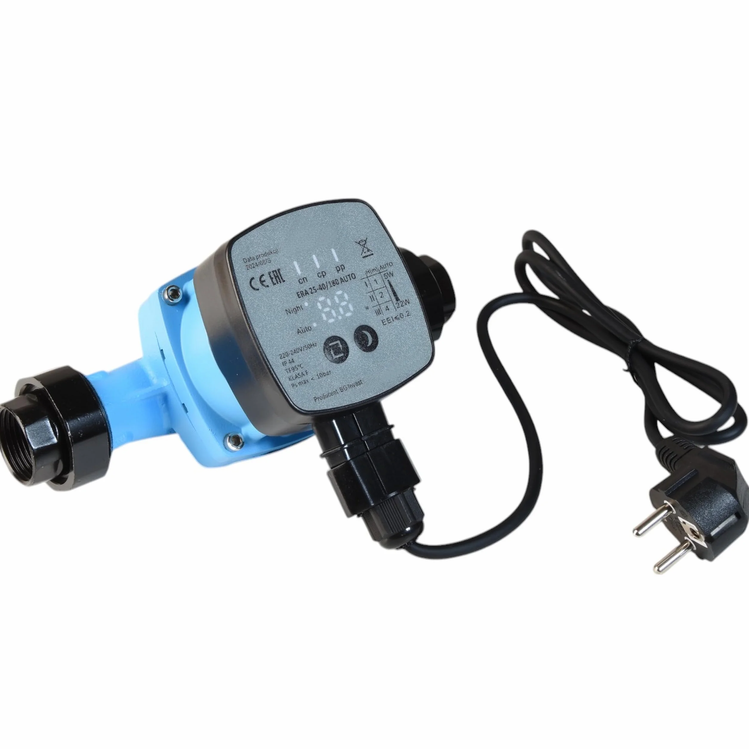 Elettronica Pompa di Circolazione ERA 25-40/180 AUTO (5-22W max. 2700 l/h Prevalenza 4 m) - Pompa per Acqua Calda - Riscaldamento Centrale – 3 Velocità - Modalità NOTTE AUTO - Basso Consumo Energetico