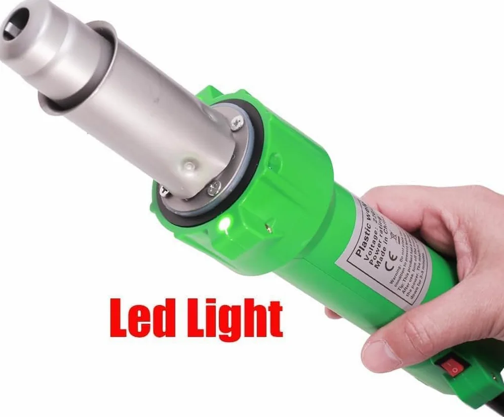Saldatore di plastica ad aria calda, 1600 W, con ugelli di saldatura rapida, lama di saccheggio, con luce LED