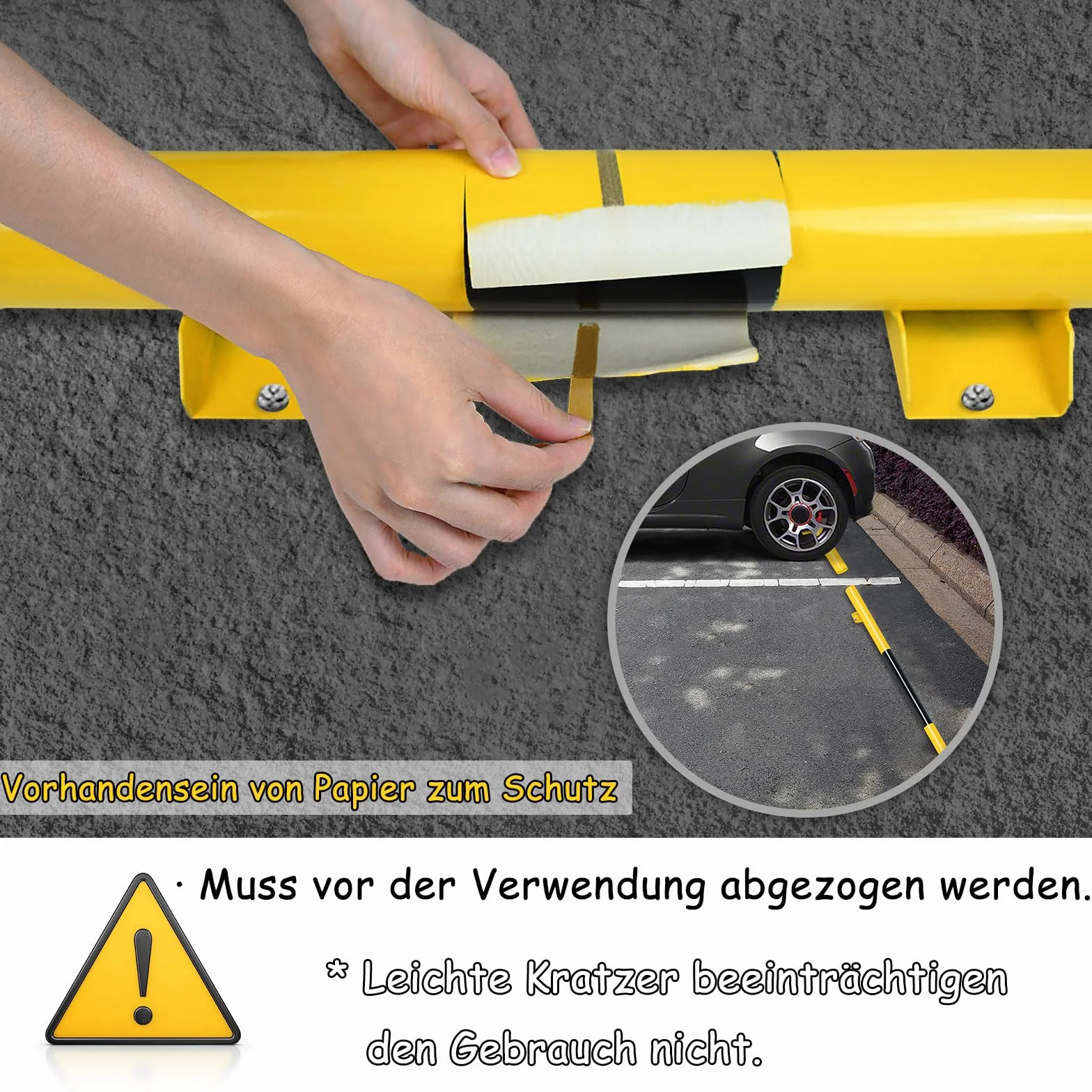 NAIZY Fermaruota 2 Pezzi in Metallo Limitatore di Parcheggio 180x8x9 cm Segnalazione di Parcheggio con Vite di Dilatazione Blocco Parcheggio Nero e Giallo Limitazione Parcheggio Ausilio per il