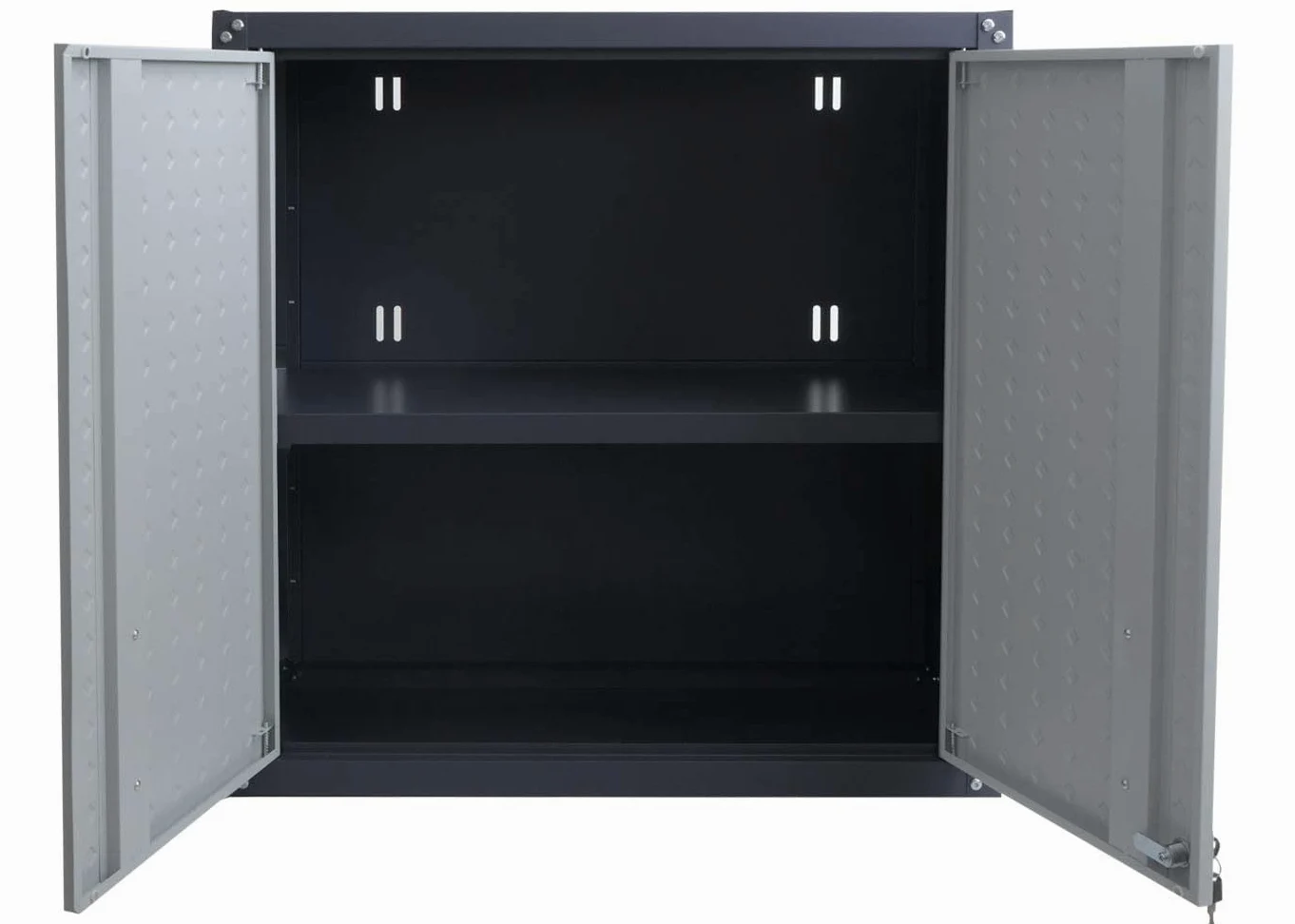 Mendler Armadio pensile HWC-O52, armadietto a muro, garage, con serratura, in acciaio 77x77x31cm - grigio chiaro/grigio scuro