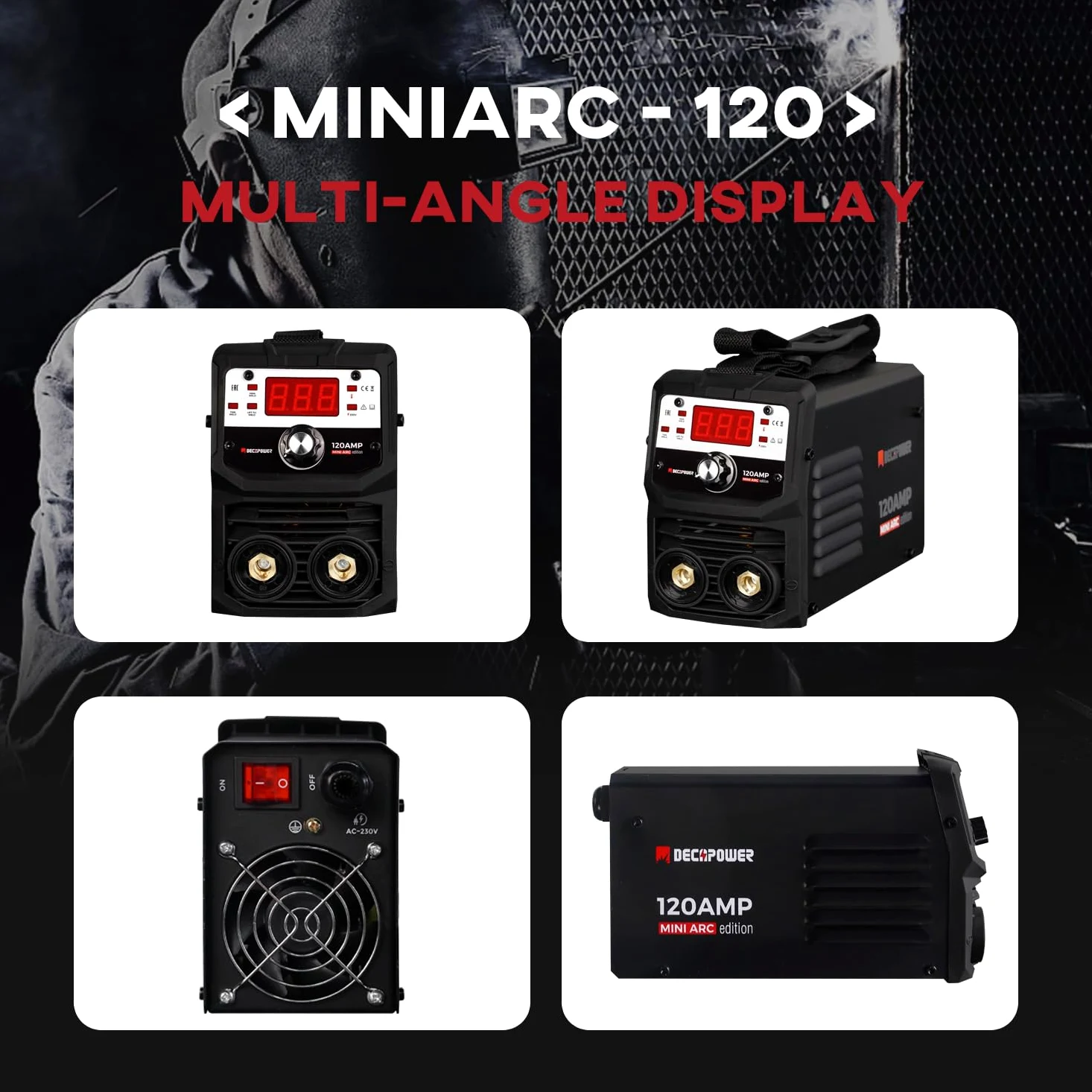 Decapower mini Saldatrice 120A Attrezzatura per saldatura ad arco, Saldatrice ad arco Inverter MMA saldatrice elettrodo Saldatura portatile per uso domestico
