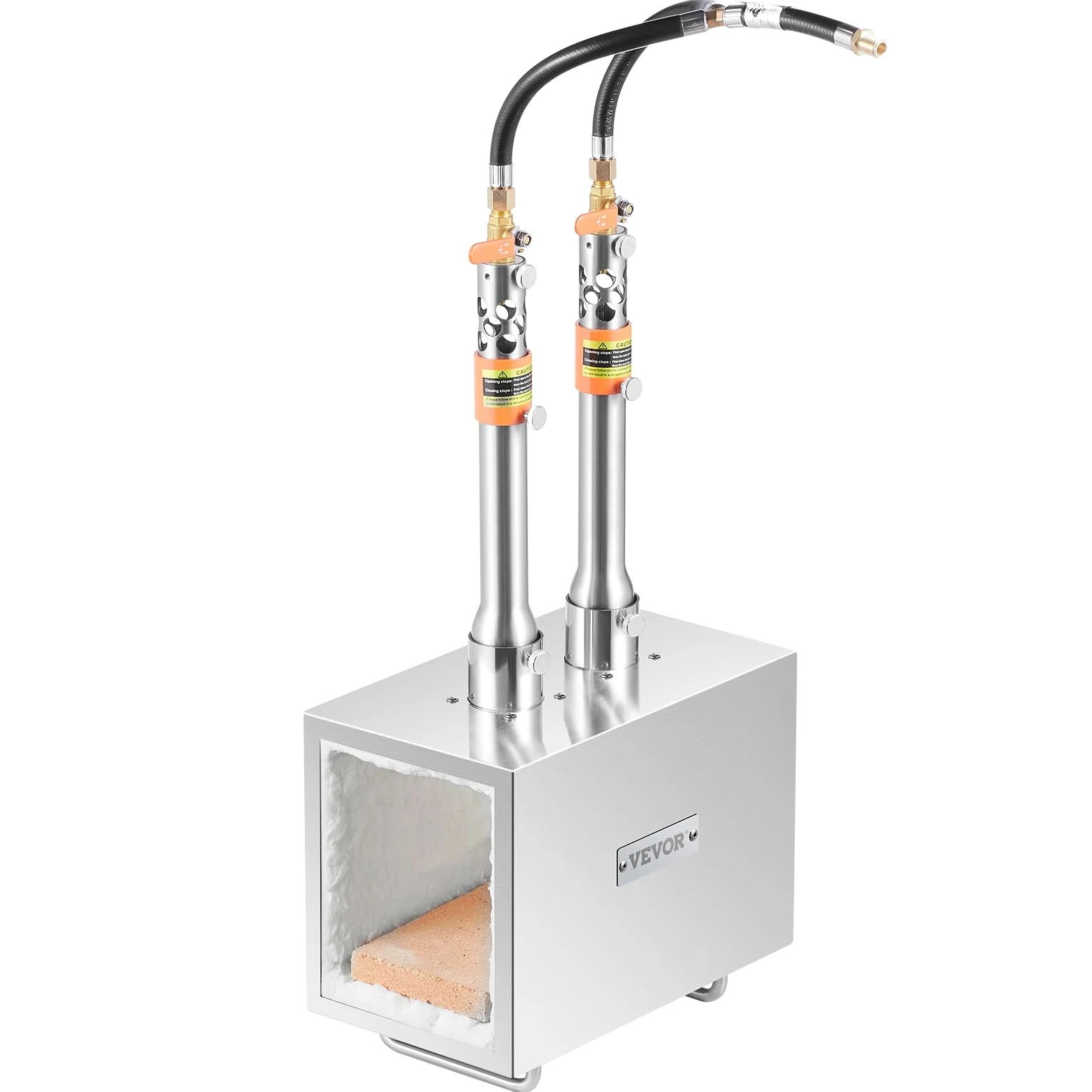 VEVOR Forgia a gas propano portatile, forno a gas quadrato con 2 bruciatori, temperatura max 1427 ℃, utensili e attrezzature per forgiatura a gas in acciaio inox, per colteliere Maréchaux-Ferrants