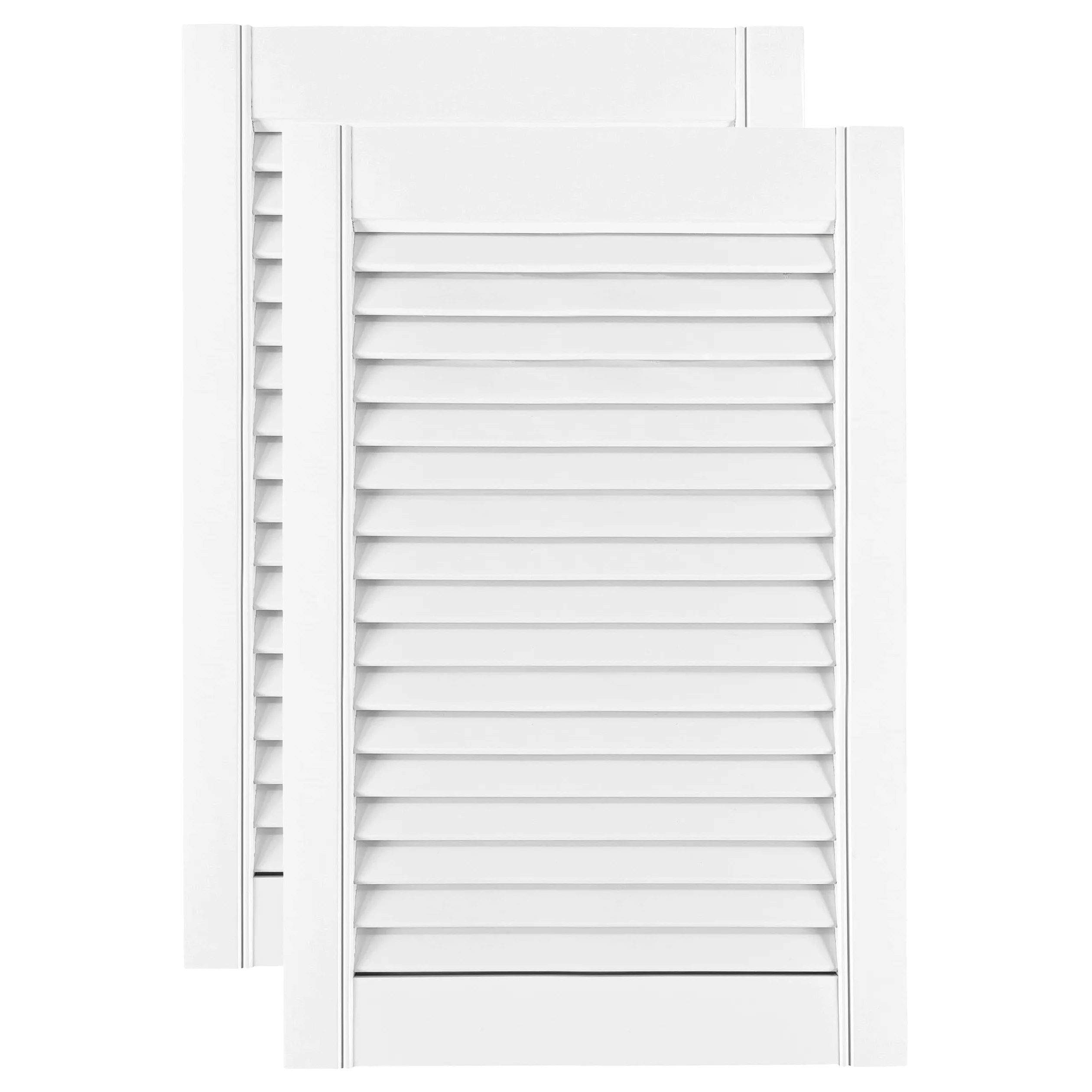 DecoMeister Porte a Lamelle in Legno 394x606 mm Confezione da 2 - Porta Lamella Pino Massiccio - Anta per Armadio a Persiana Aperta - Frontali Mobili e Antine per Guardaroba - Preverniciato Bianco